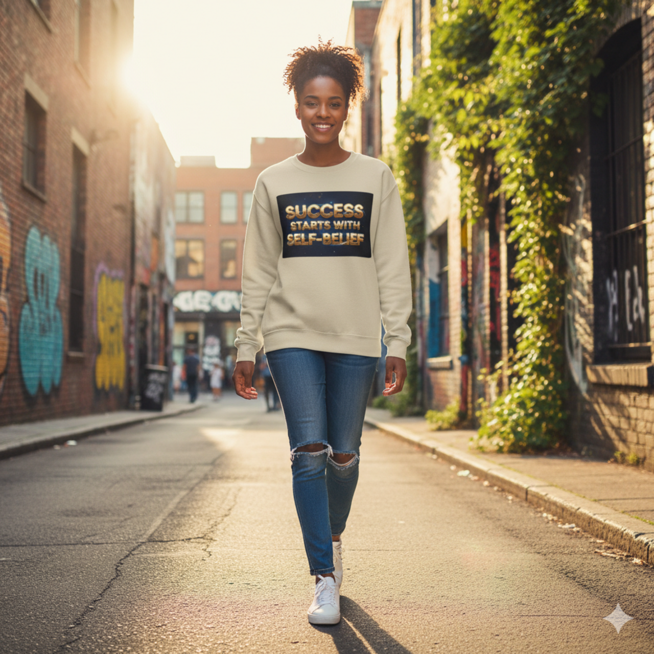 Inspirational Success Crewneck Sweatshirt - Self-Belief Quote Apparel product thumbnail image