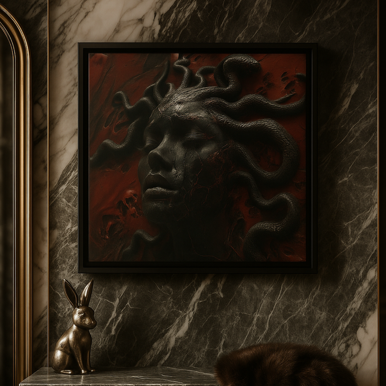 The Alchemy of Medusa – Framed Matte Canvas | Gothic Mythology Wall Art for Dark Feminine Interiors & Sacred Spaces The Alchemy of Medusa – Framed Matte Canvas | Gothic Mythology Wall Art for Dark Feminine Interiors & Sacred Spaces