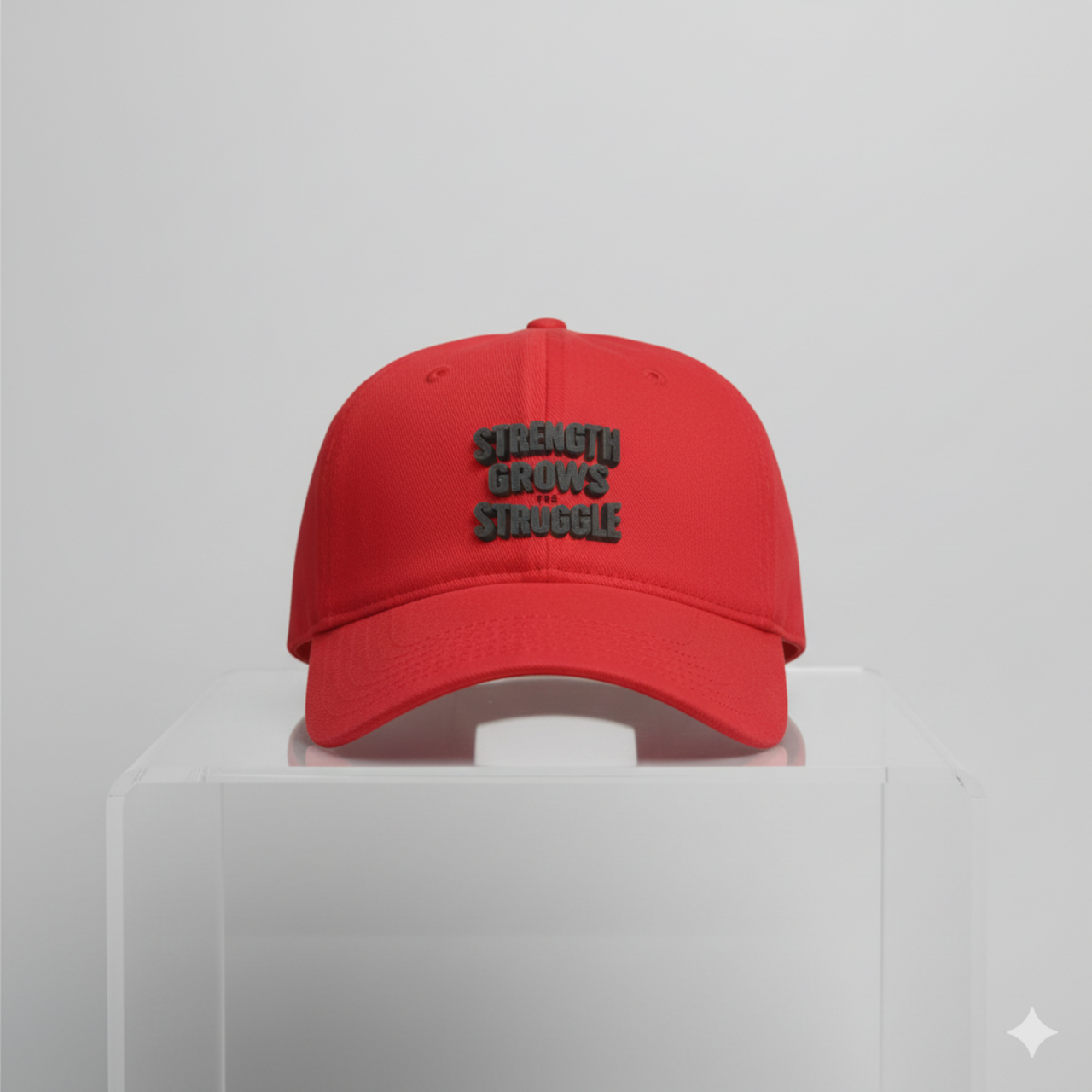 Red Low Profile Baseball Cap - "Strength Grows in Struggle" product thumbnail image Red Low Profile Baseball Cap - "Strength Grows in Struggle" product thumbnail image
