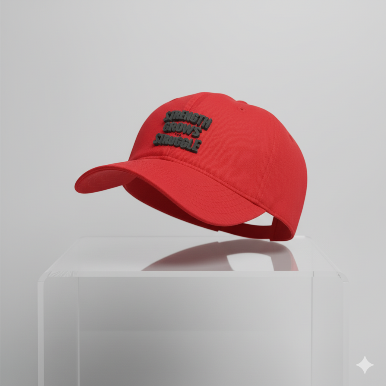Red Low Profile Baseball Cap - "Strength Grows in Struggle" product thumbnail image Red Low Profile Baseball Cap - "Strength Grows in Struggle" product thumbnail image