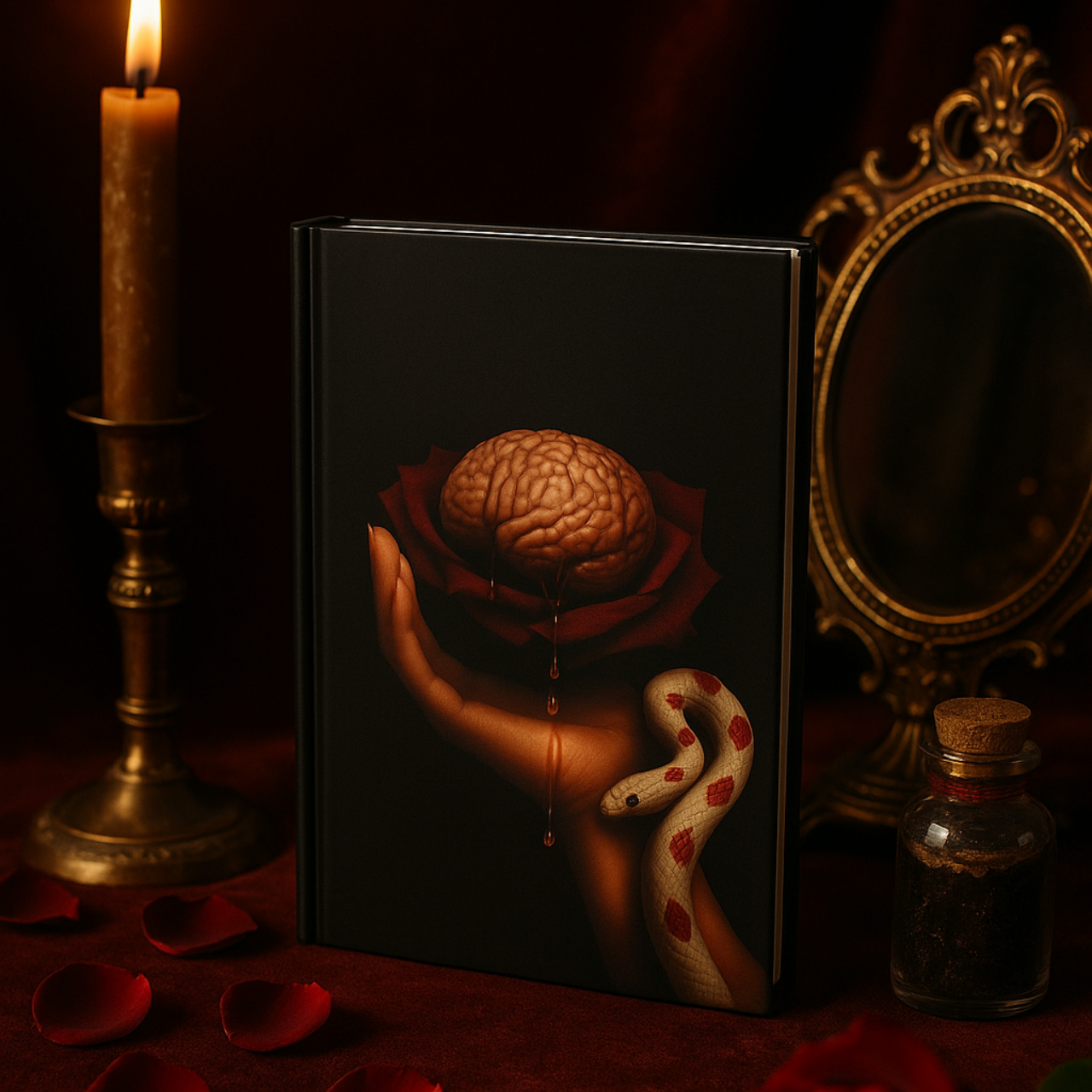 Serpent &amp; Rose-Brain Hardcover Journal – Gothic Aesthetic Writing Notebook for Spells, Journaling &amp; Introspective Souls | Scarlet Psyche product thumbnail image