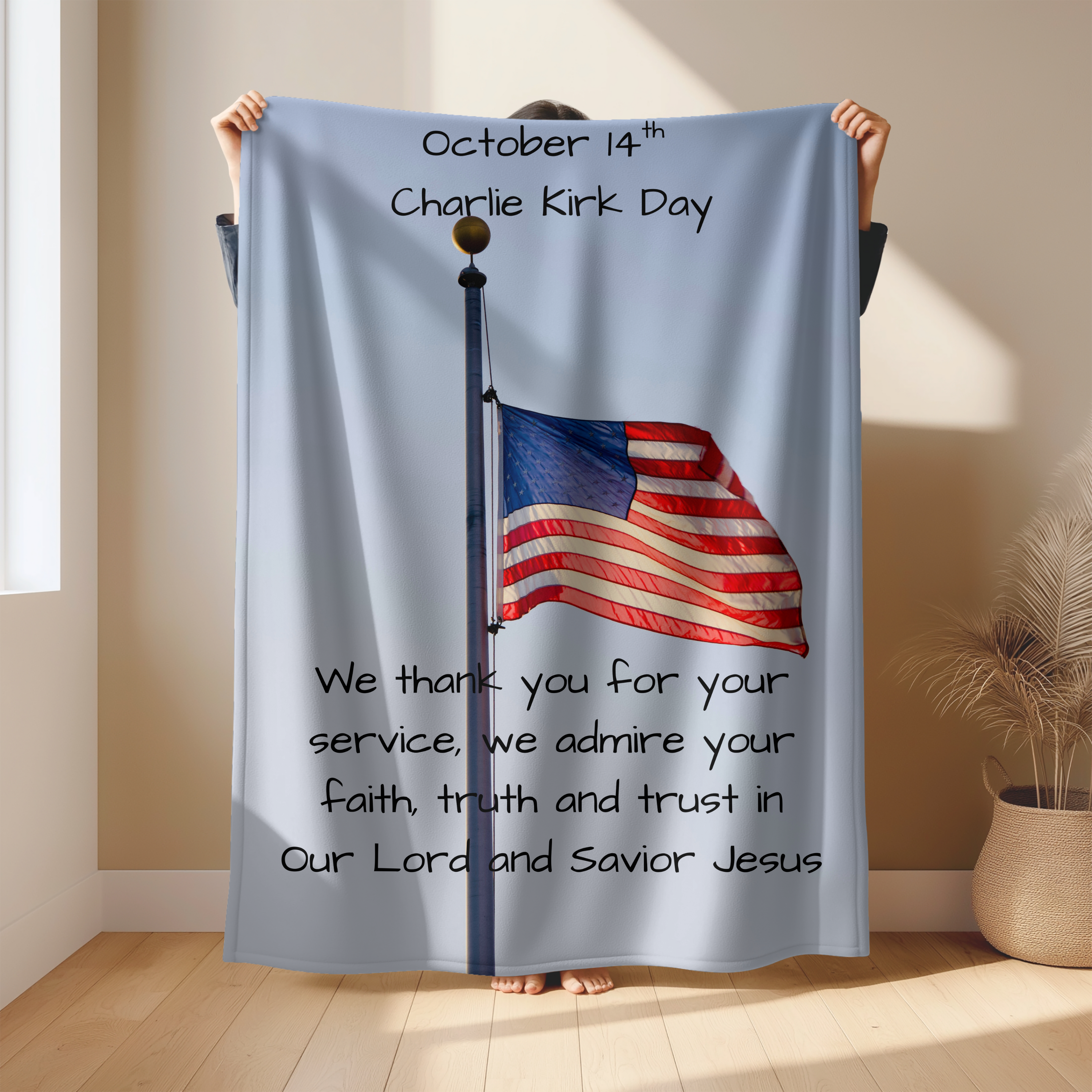 Inspirational Lightweight Velveteen Plushie Blanket featuring a Bible Verse Scriptural October 14th Charlie Kirk Day, Christian Lightweight Plushie Throw Inspirational Lightweight Velveteen Plushie Blanket featuring a Bible Verse Scriptural October 14th Charlie Kirk Day, Christian Lightweight Plushie Throw