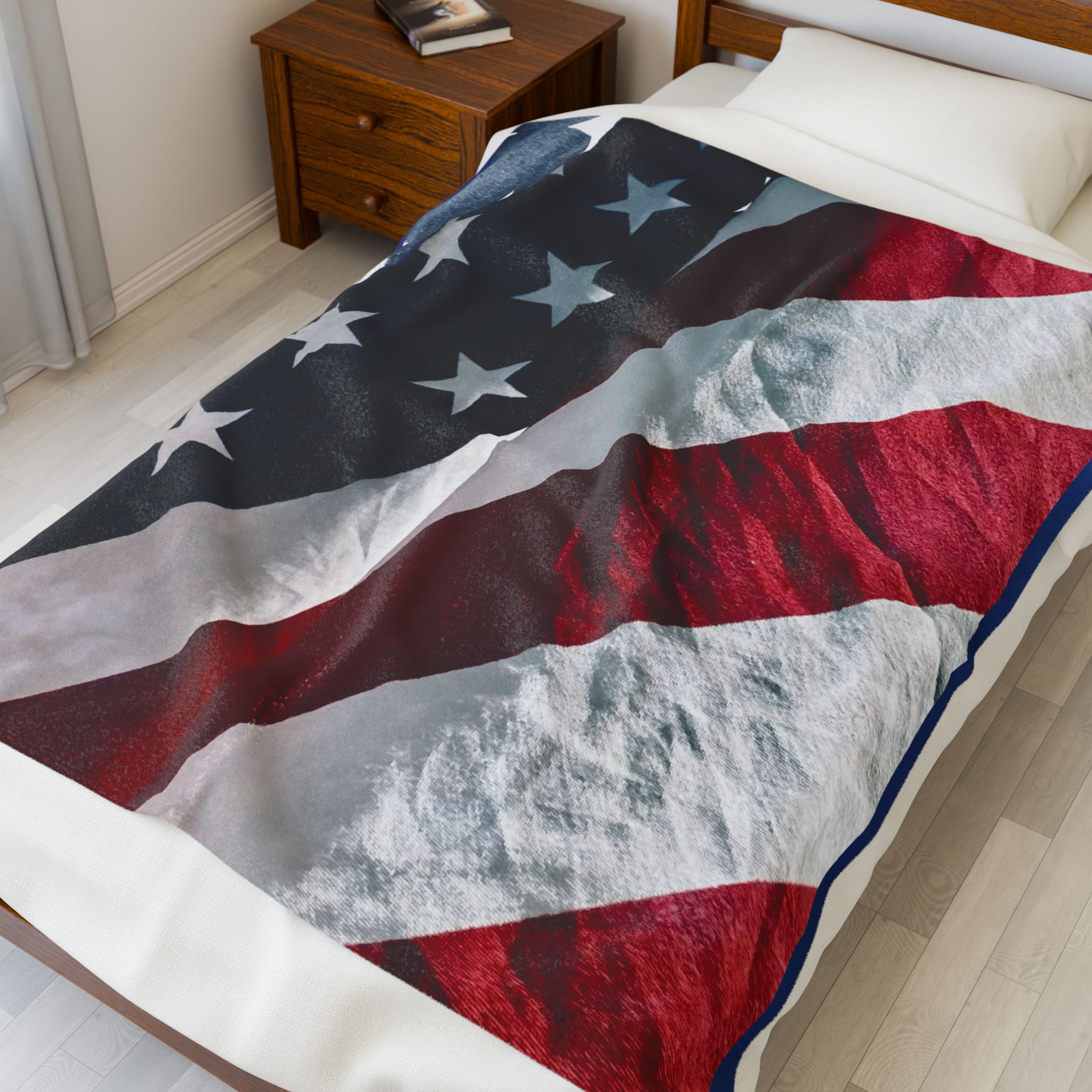 Patriotic Lightweight Velveteen Plushie Blanket featuring a the American Flag, Liberty Lightweight Plushie Throw product thumbnail image Patriotic Lightweight Velveteen Plushie Blanket featuring a the American Flag, Liberty Lightweight Plushie Throw product thumbnail image