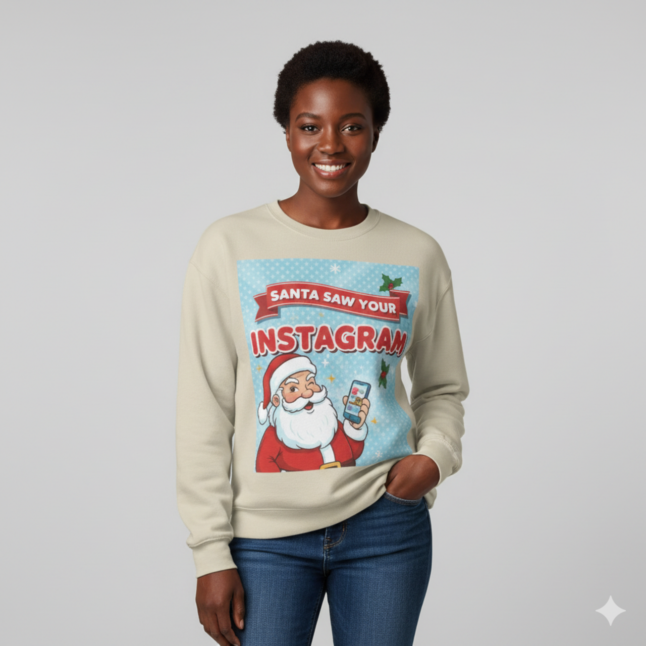 Santa Saw Your Instagram Sweatshirt - Festive Unisex Crewneck for Holiday Cheer product thumbnail image Santa Saw Your Instagram Sweatshirt - Festive Unisex Crewneck for Holiday Cheer product thumbnail image