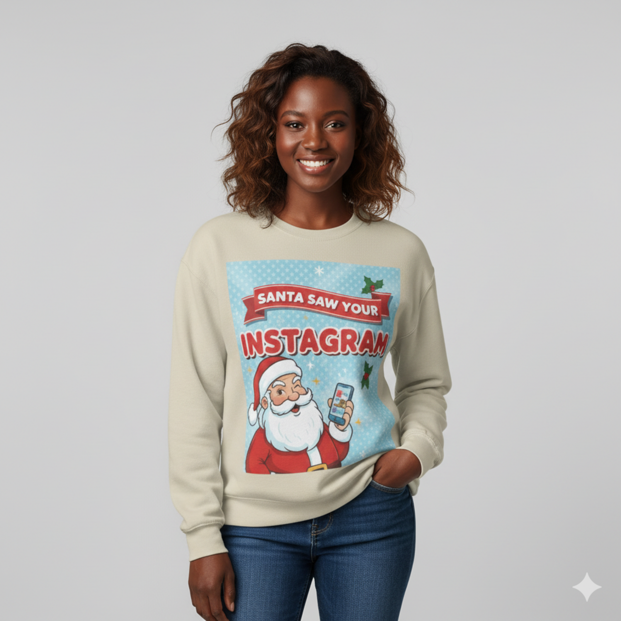 Santa Saw Your Instagram Sweatshirt - Festive Unisex Crewneck for Holiday Cheer product thumbnail image Santa Saw Your Instagram Sweatshirt - Festive Unisex Crewneck for Holiday Cheer product thumbnail image
