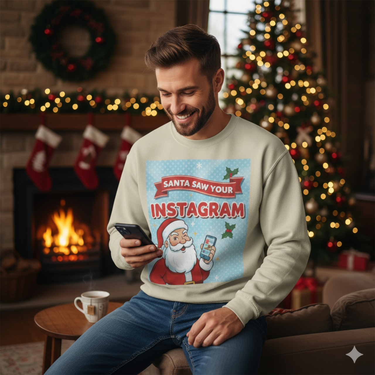 Santa Saw Your Instagram Sweatshirt - Festive Unisex Crewneck for Holiday Cheer product thumbnail image Santa Saw Your Instagram Sweatshirt - Festive Unisex Crewneck for Holiday Cheer product thumbnail image