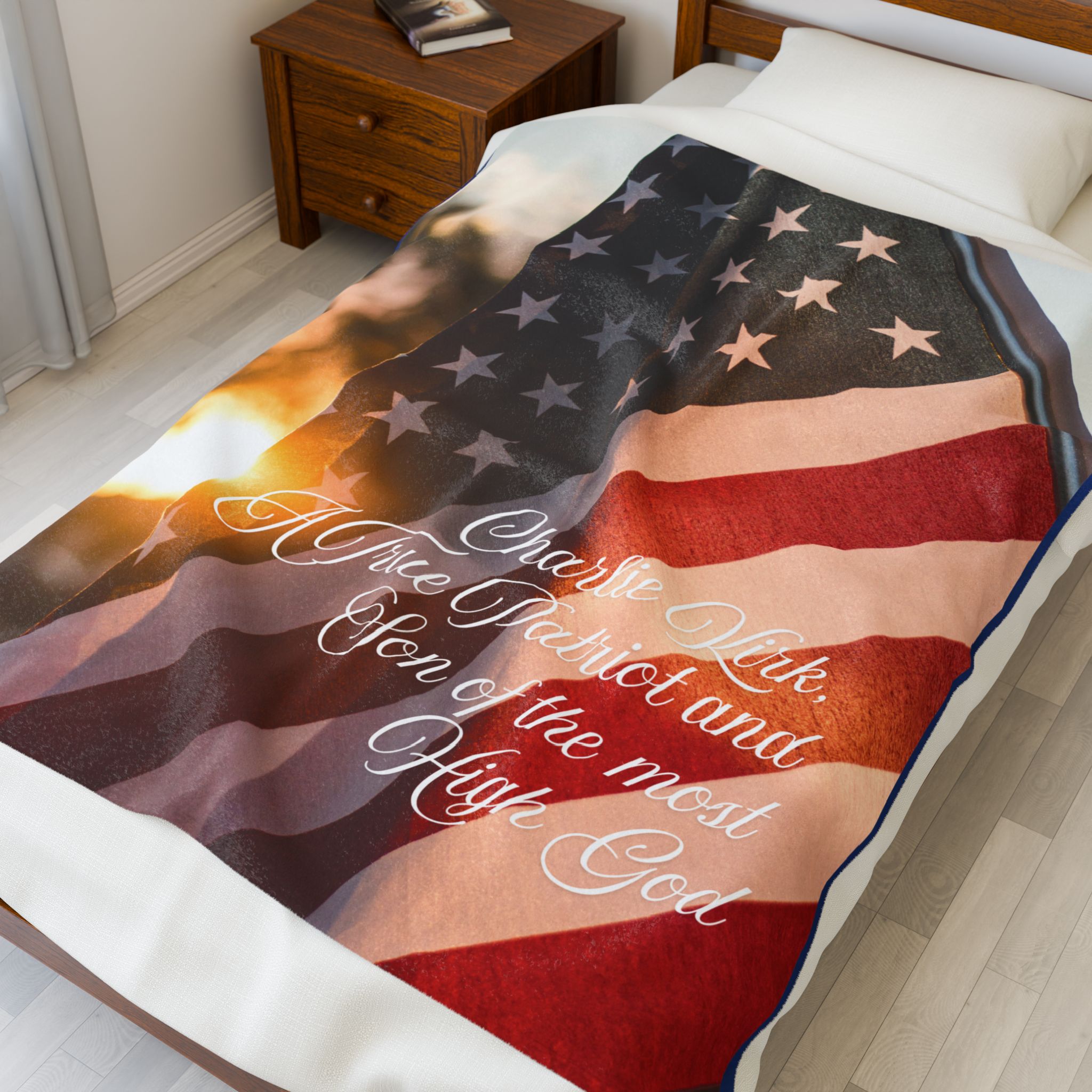 Memorial Velveteen Plush Blanket Patriotic Remembrance, Inspirational Lightweight Plushie Throw Charlie Kirk Patriot  product thumbnail image