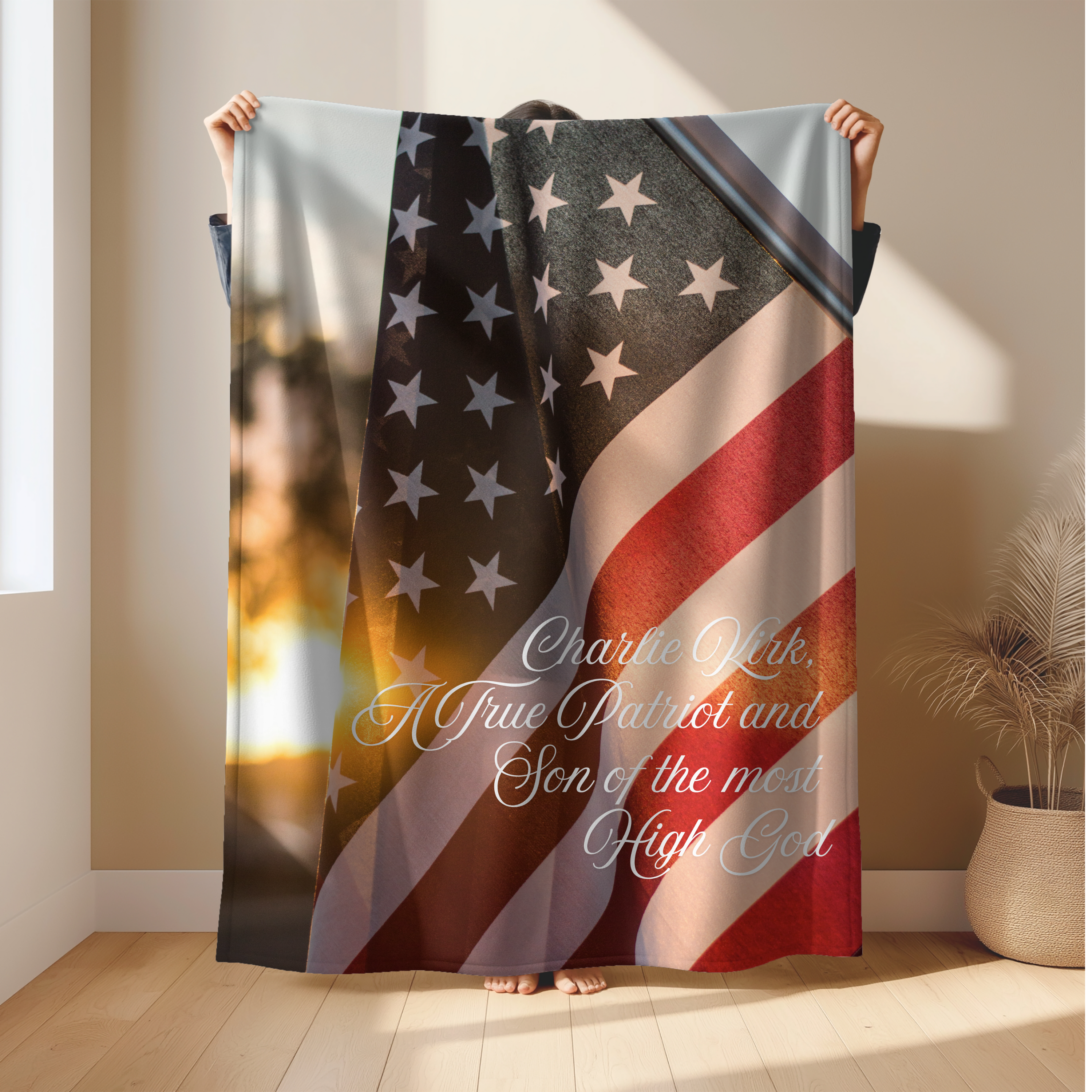 Memorial Velveteen Plush Blanket Patriotic Remembrance, Inspirational Lightweight Plushie Throw Charlie Kirk Patriot  product thumbnail image