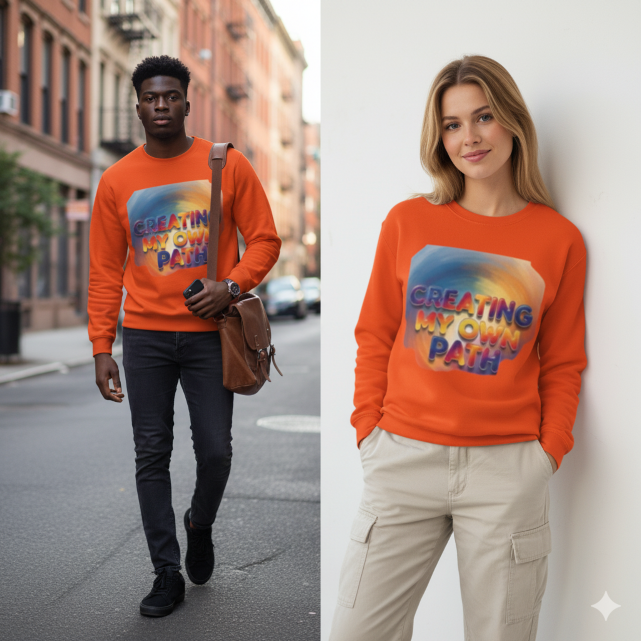 Inspirational Unisex Crewneck Sweatshirt - "Creating My Own Path" product thumbnail image Inspirational Unisex Crewneck Sweatshirt - "Creating My Own Path" product thumbnail image