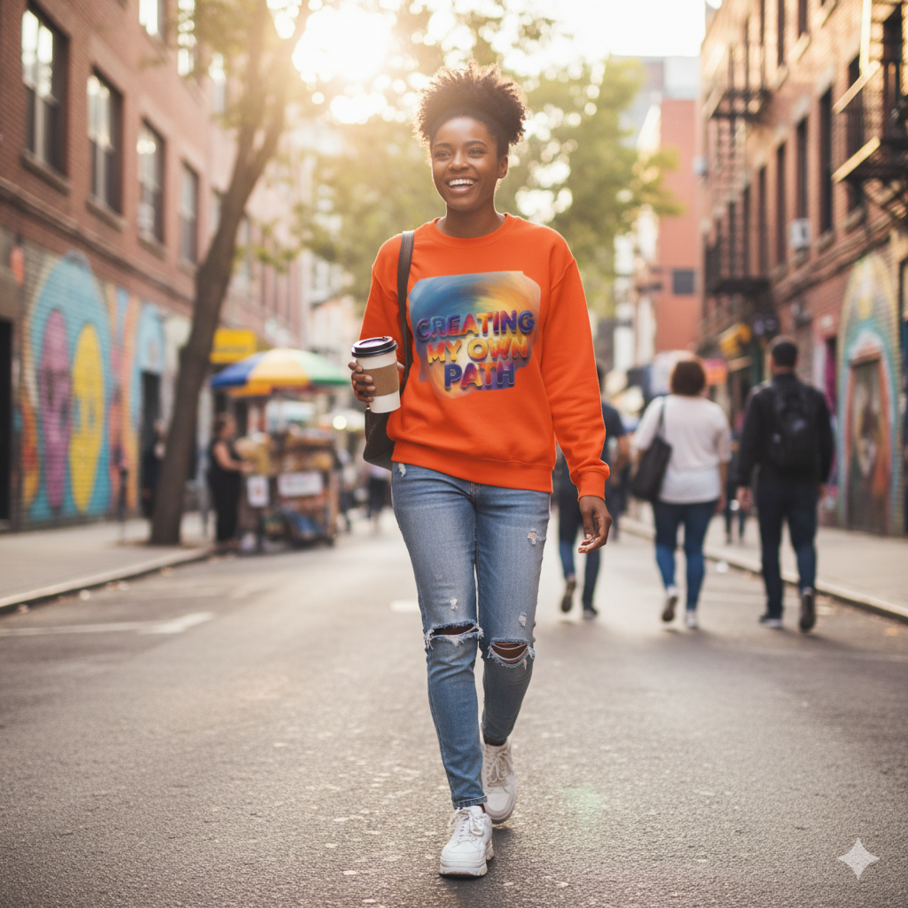 Inspirational Unisex Crewneck Sweatshirt - "Creating My Own Path" product thumbnail image Inspirational Unisex Crewneck Sweatshirt - "Creating My Own Path" product thumbnail image