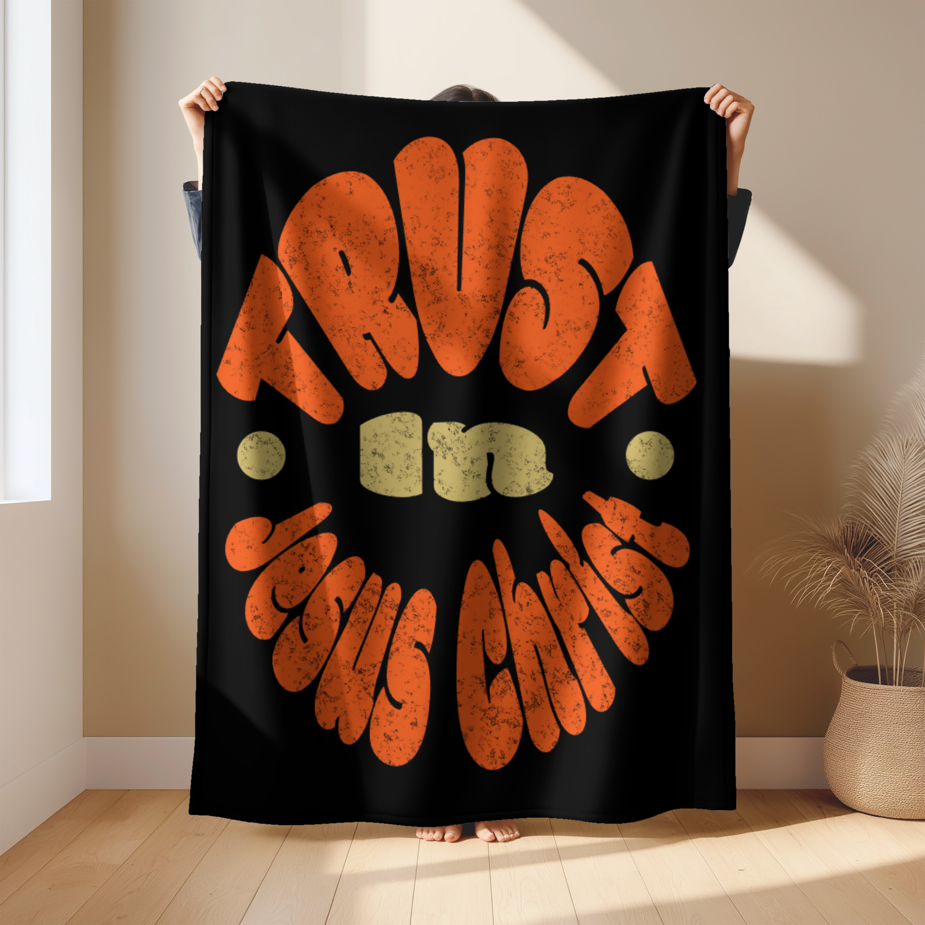 Inspirational Lightweight Velveteen Plushie Blanket featuring a Motivational saying Trust in Jesus, Christian Lightweight Plushie Throw product thumbnail image