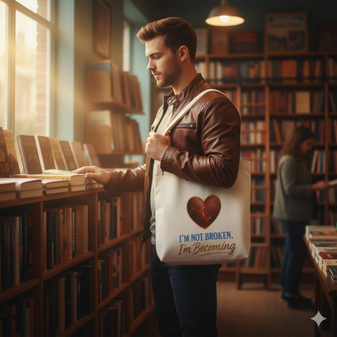 Inspirational Canvas Tote Bag - "I'm Not Broken, I'm Becoming" product thumbnail image