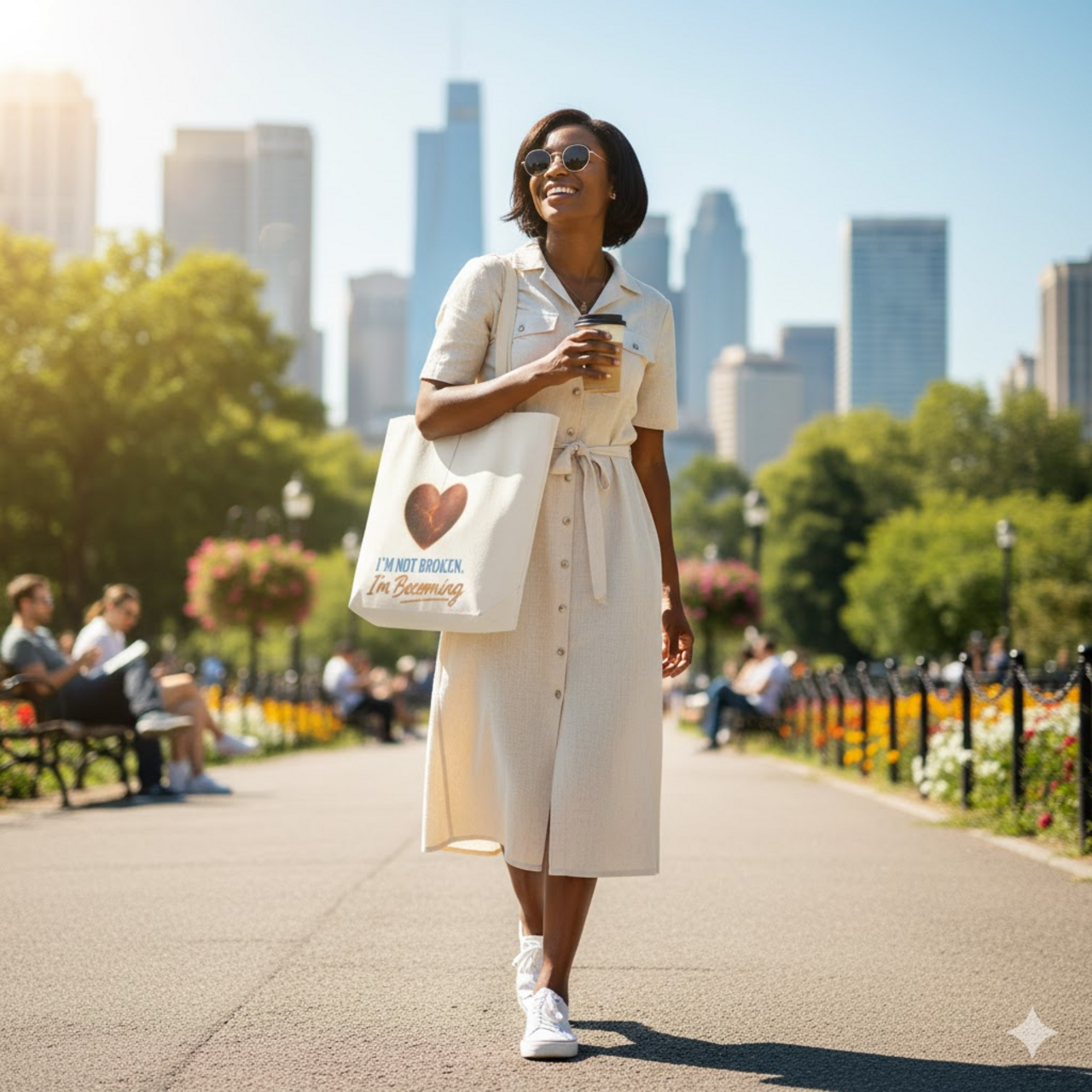 Inspirational Canvas Tote Bag - "I'm Not Broken, I'm Becoming" product thumbnail image Inspirational Canvas Tote Bag - "I'm Not Broken, I'm Becoming" product thumbnail image