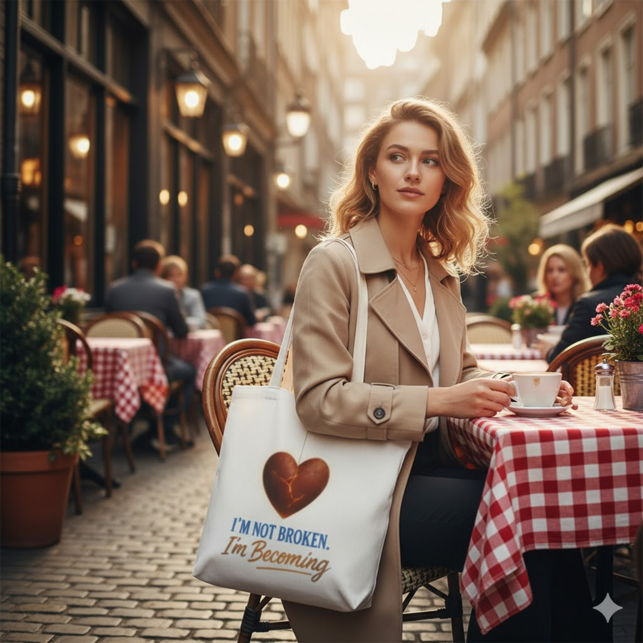 Inspirational Canvas Tote Bag - "I'm Not Broken, I'm Becoming" product thumbnail image Inspirational Canvas Tote Bag - "I'm Not Broken, I'm Becoming" product thumbnail image