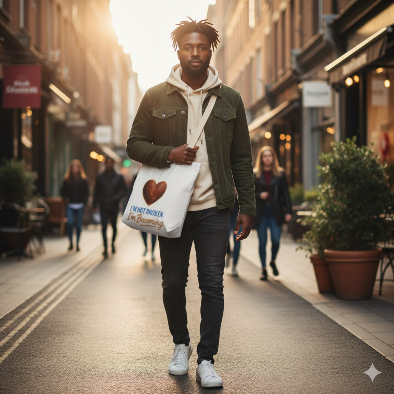 Inspirational Canvas Tote Bag - "I'm Not Broken, I'm Becoming" product thumbnail image Inspirational Canvas Tote Bag - "I'm Not Broken, I'm Becoming" product thumbnail image