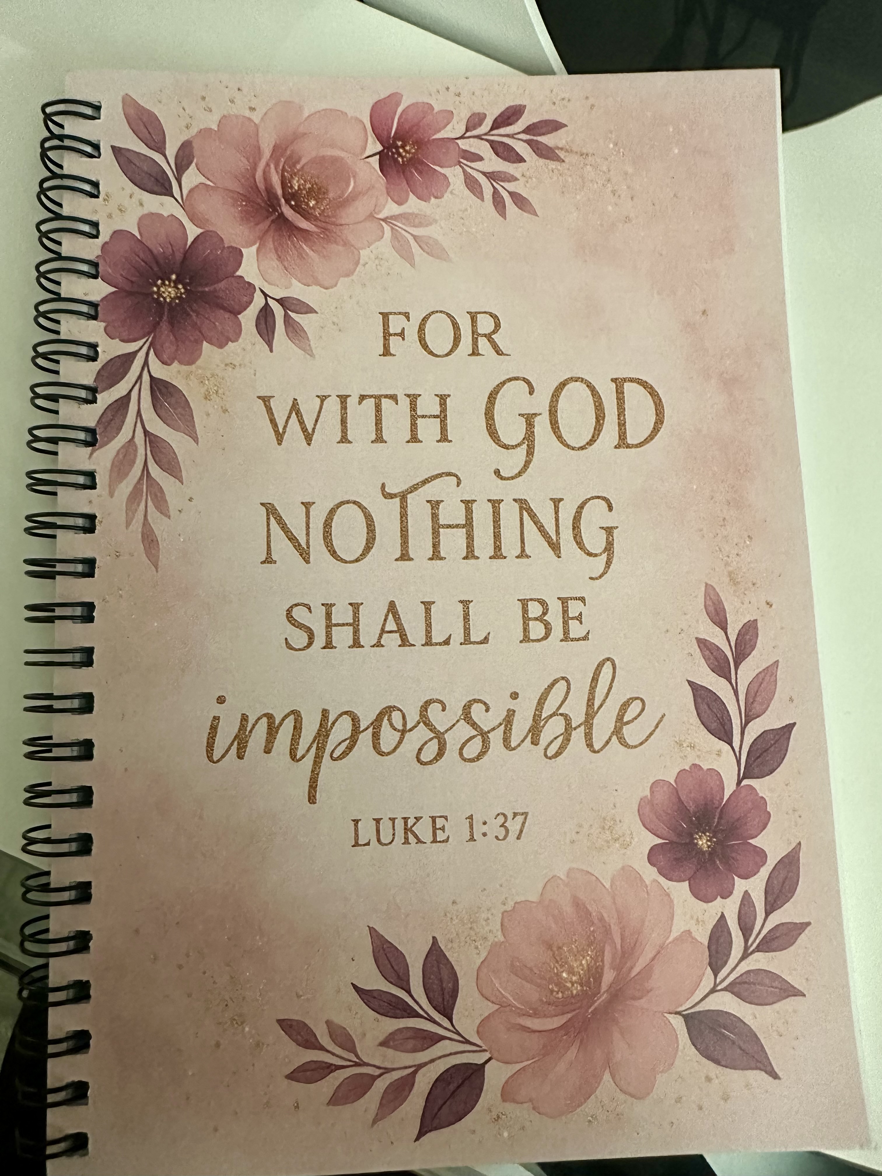 Inspirational Floral Spiral Notebook, Christian Journal, Faith-Based Gift, Planner, Bible Study, Motivational Stationery product thumbnail image