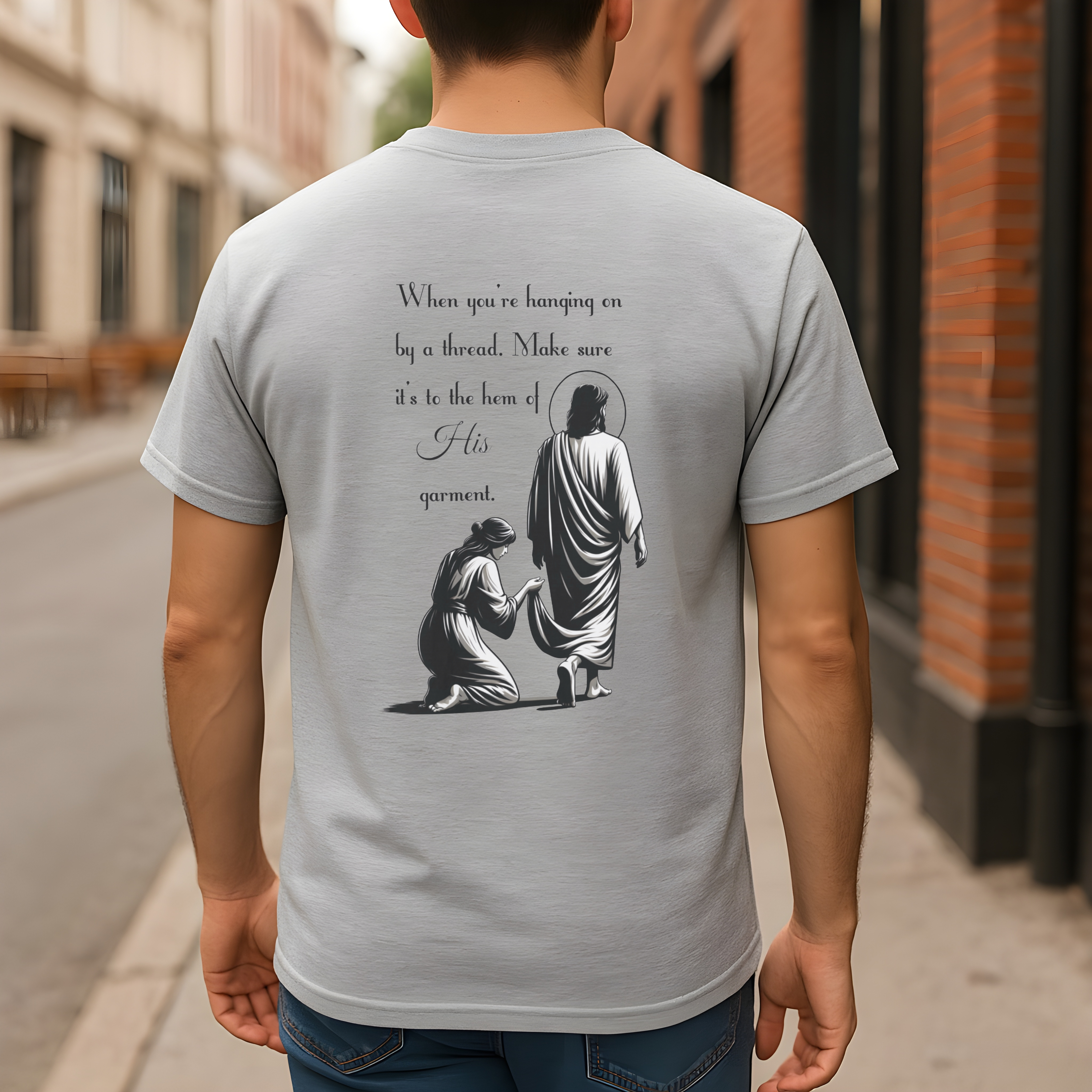 The Hem of His Garment Christian Softstyle T-Shirt – Mark 5:27–29 Faith and Healing Tee, Inspirational Jesus Design, Soft Lightweight Christian Apparel for Women and Men The Hem of His Garment Christian Softstyle T-Shirt – Mark 5:27–29 Faith and Healing Tee, Inspirational Jesus Design, Soft Lightweight Christian Apparel for Women and Men
