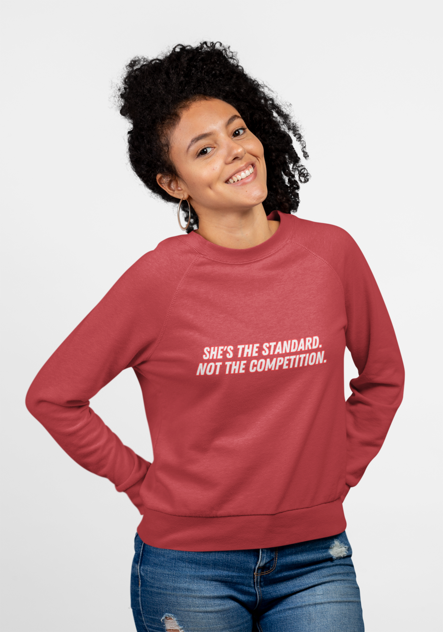 Empowering Quote Crewneck Sweatshirt - 'She's The Standard' product thumbnail image
