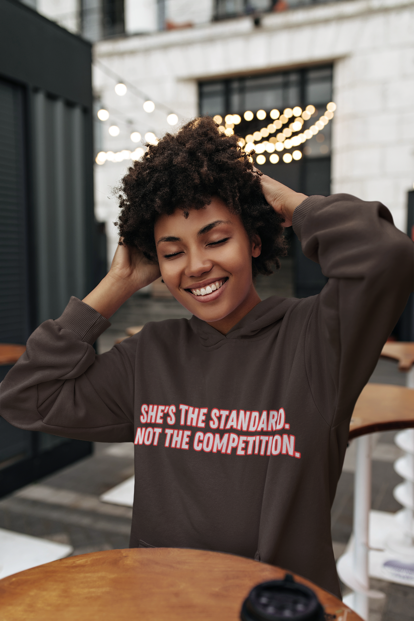 Empowering Hoodie: 'She's the Standard, Not the Competition' product thumbnail image Empowering Hoodie: 'She's the Standard, Not the Competition' product thumbnail image