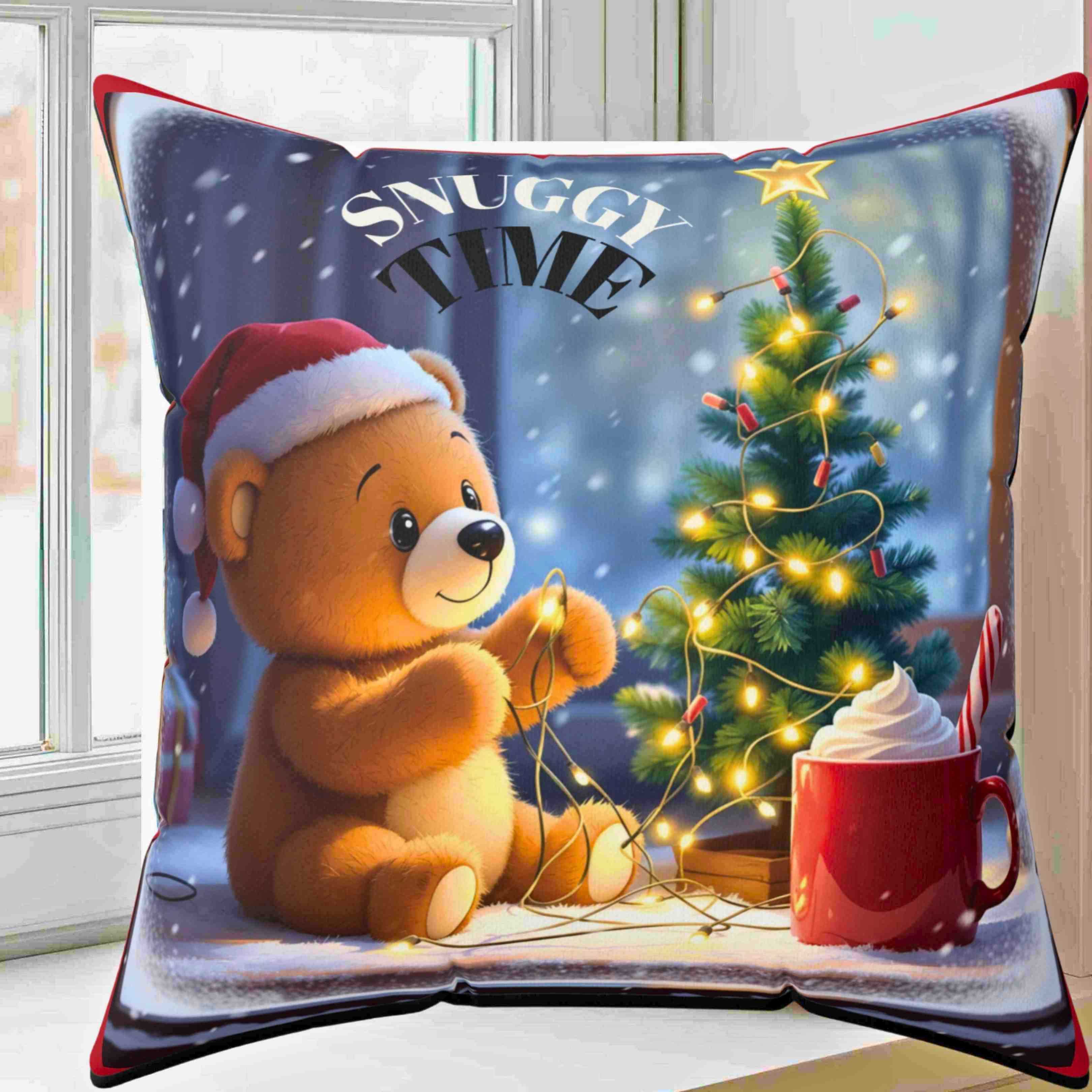 Cozy Christmas Bear Pillow, Holiday Decor, Cute Bear Cushion, Festive Home Accents, Seasonal Gift for Kids product thumbnail image
