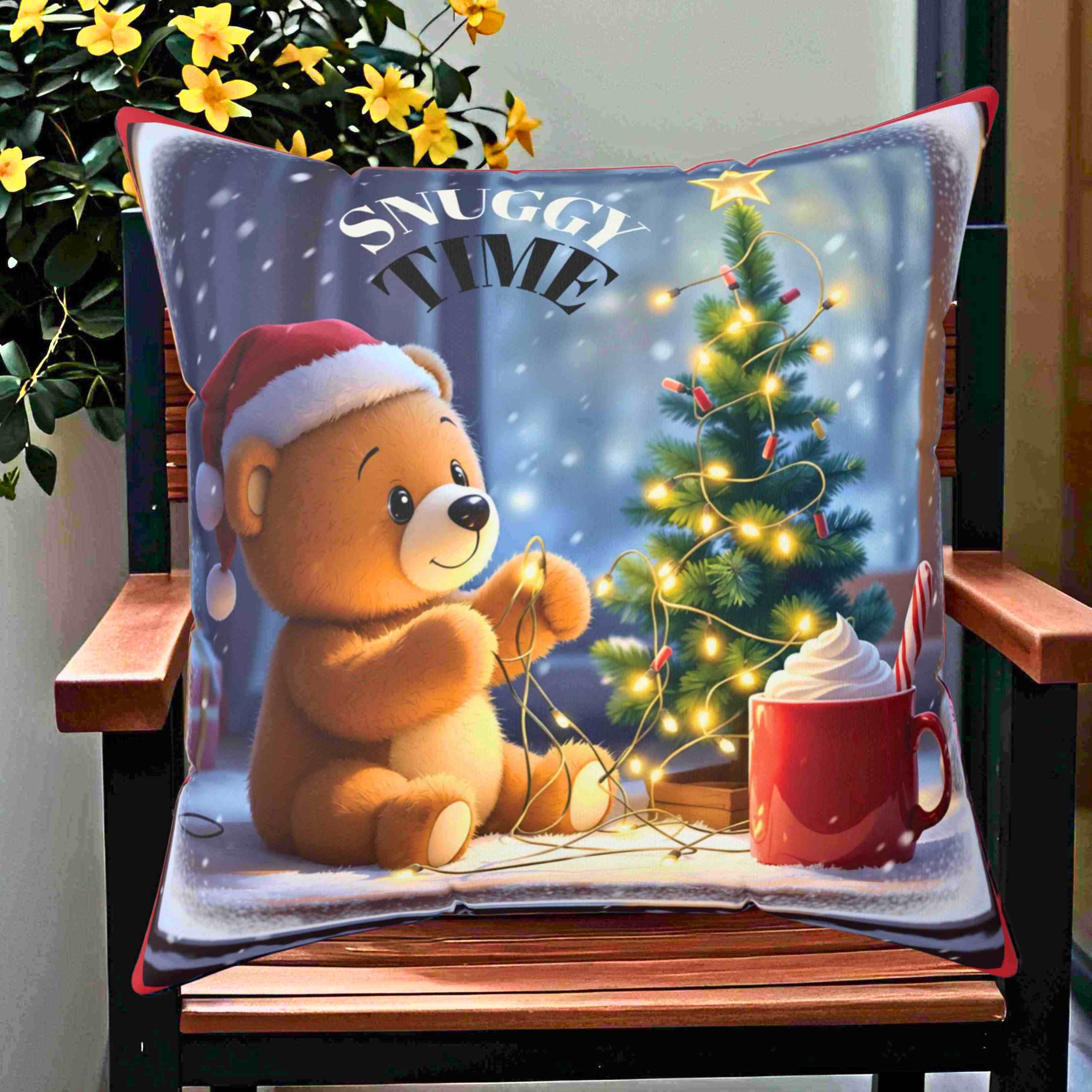 Cozy Christmas Bear Pillow, Holiday Decor, Cute Bear Cushion, Festive Home Accents, Seasonal Gift for Kids product thumbnail image