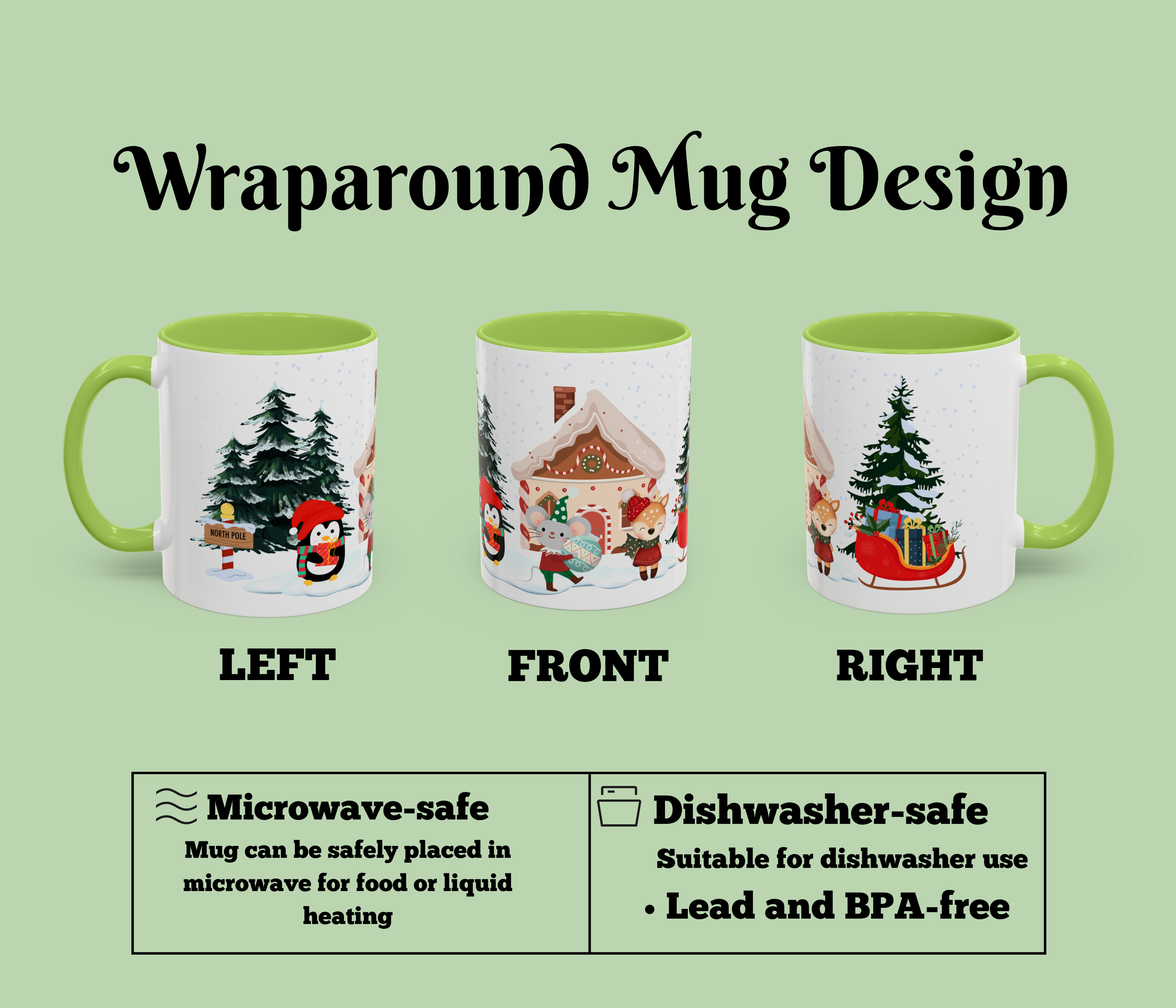 Christmas Coffee Mug | Cute Holiday Accent Cup | Cozy Winter Mug Gift for Her or Him | Hot Cocoa &amp; Coffee Lover Gift product thumbnail image