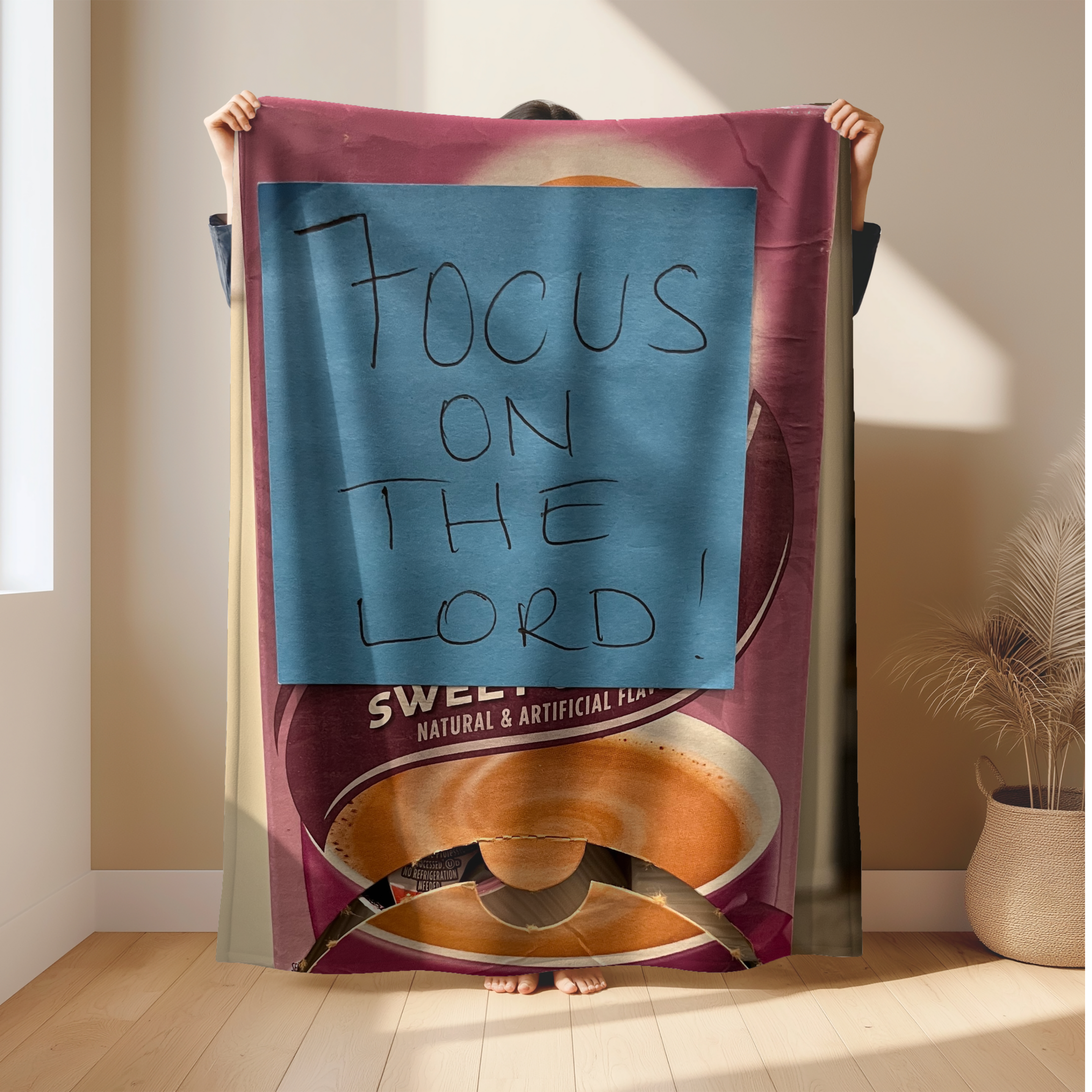 Inspirational Lightweight Velveteen Plushie Blanket featuring a Daily Reminder - Focus on the Lord, Christian Lightweight Plushie Throw Inspirational Lightweight Velveteen Plushie Blanket featuring a Daily Reminder - Focus on the Lord, Christian Lightweight Plushie Throw