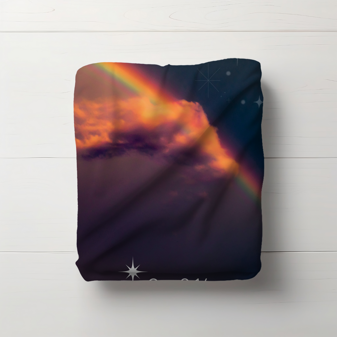 Inspirational Lightweight Velveteen Plushie Blanket featuring a Bible Verse Scriptural Genesis 9:14, Christian Lightweight Plushie Throw product thumbnail image