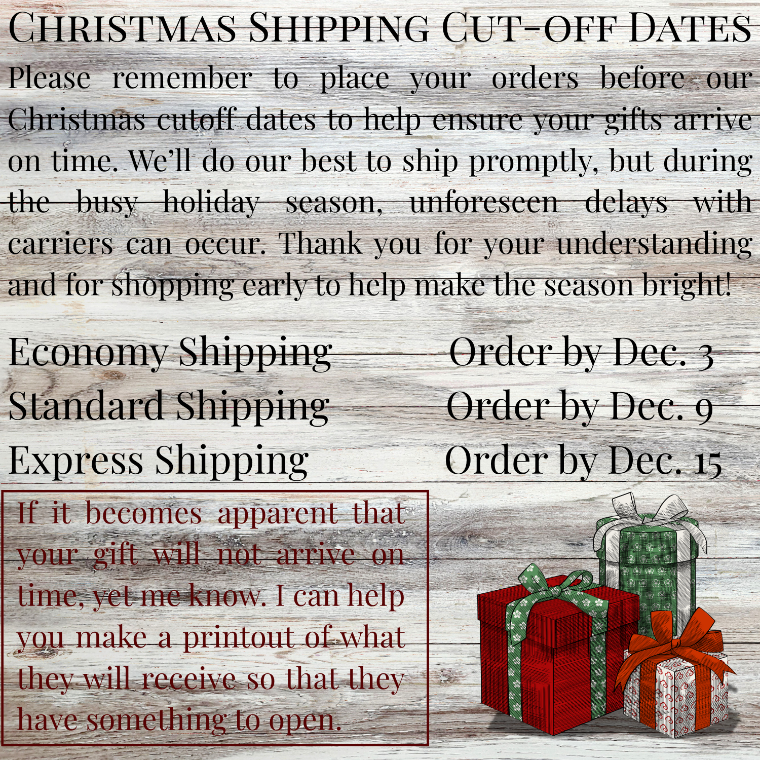 Christmas Shipping Cutoff Dates product thumbnail image