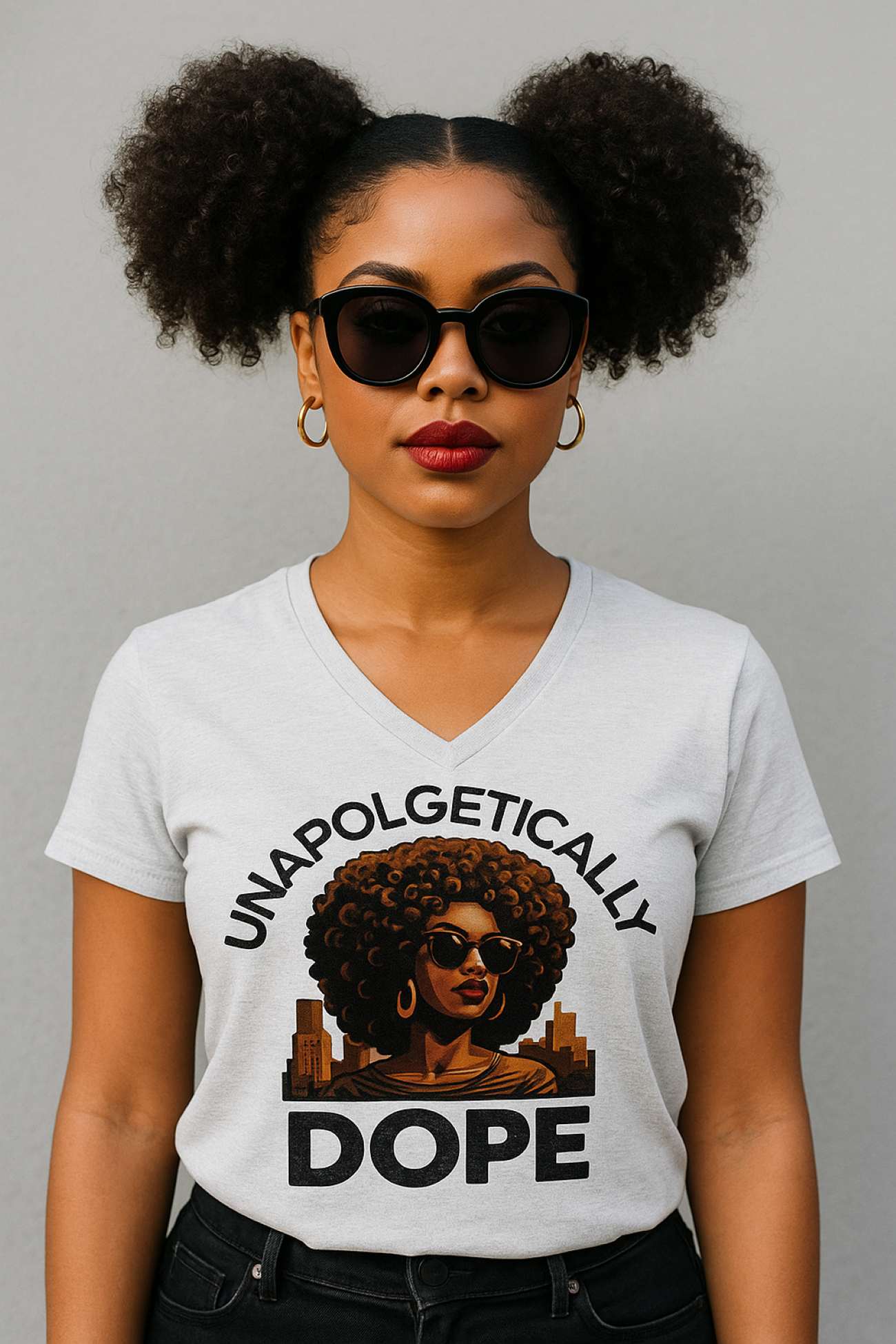 Unapologetically Dope V-Neck Tee - Empowering Afrocentric Fashion