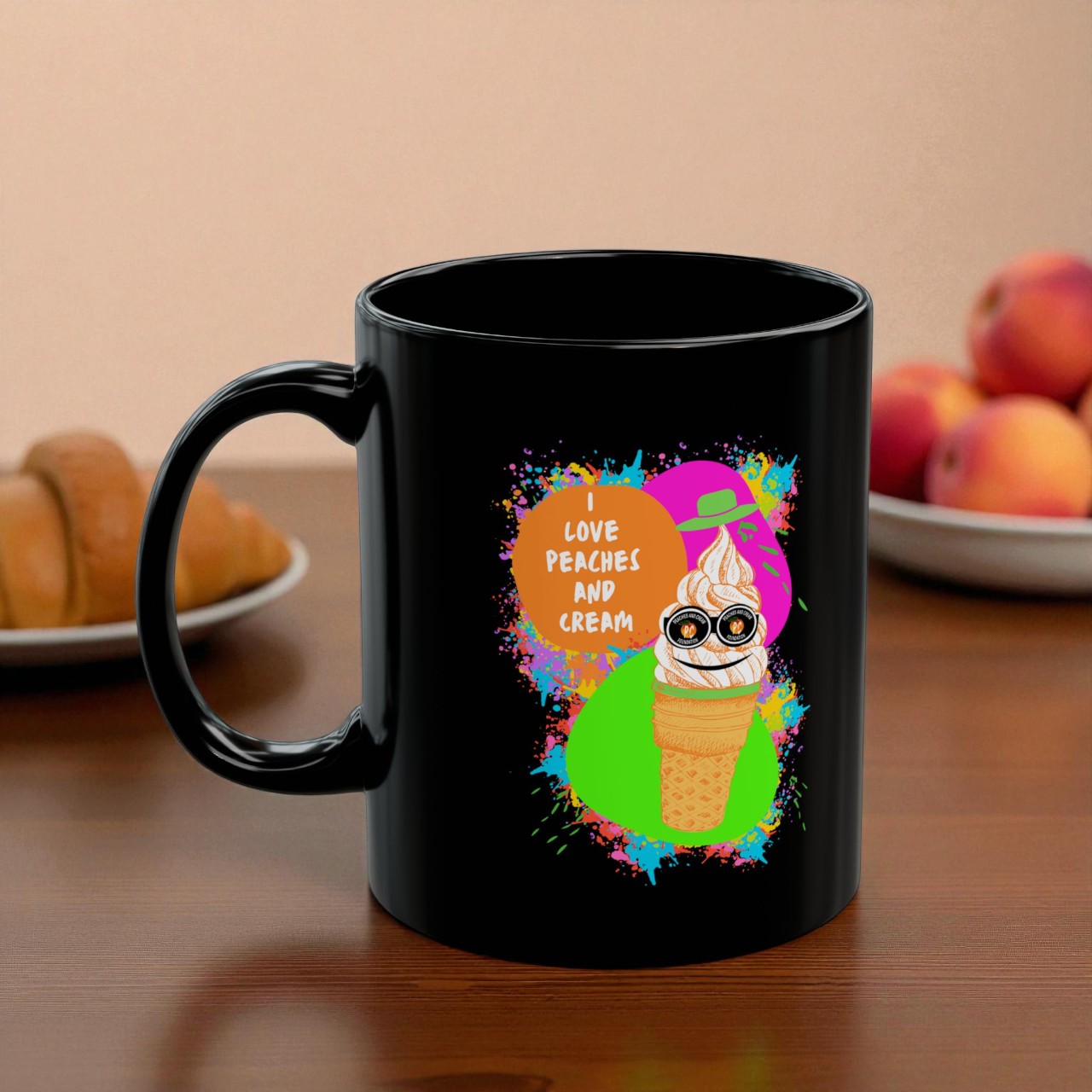 I love Peaches and Cream (Ice Cream)11oz Black Mug product thumbnail image I love Peaches and Cream (Ice Cream)11oz Black Mug product thumbnail image