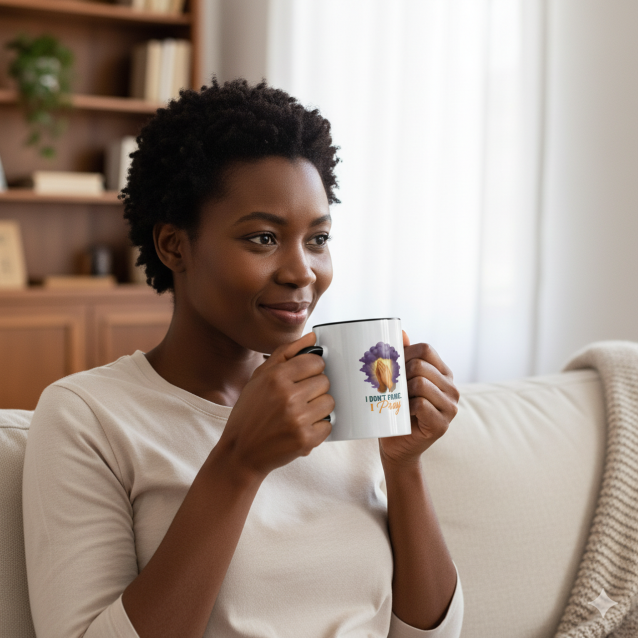 Inspirational Accent Coffee Mug - "I Don't Panic. I Pray" - 11 oz & 15 oz product thumbnail image Inspirational Accent Coffee Mug - "I Don't Panic. I Pray" - 11 oz & 15 oz product thumbnail image