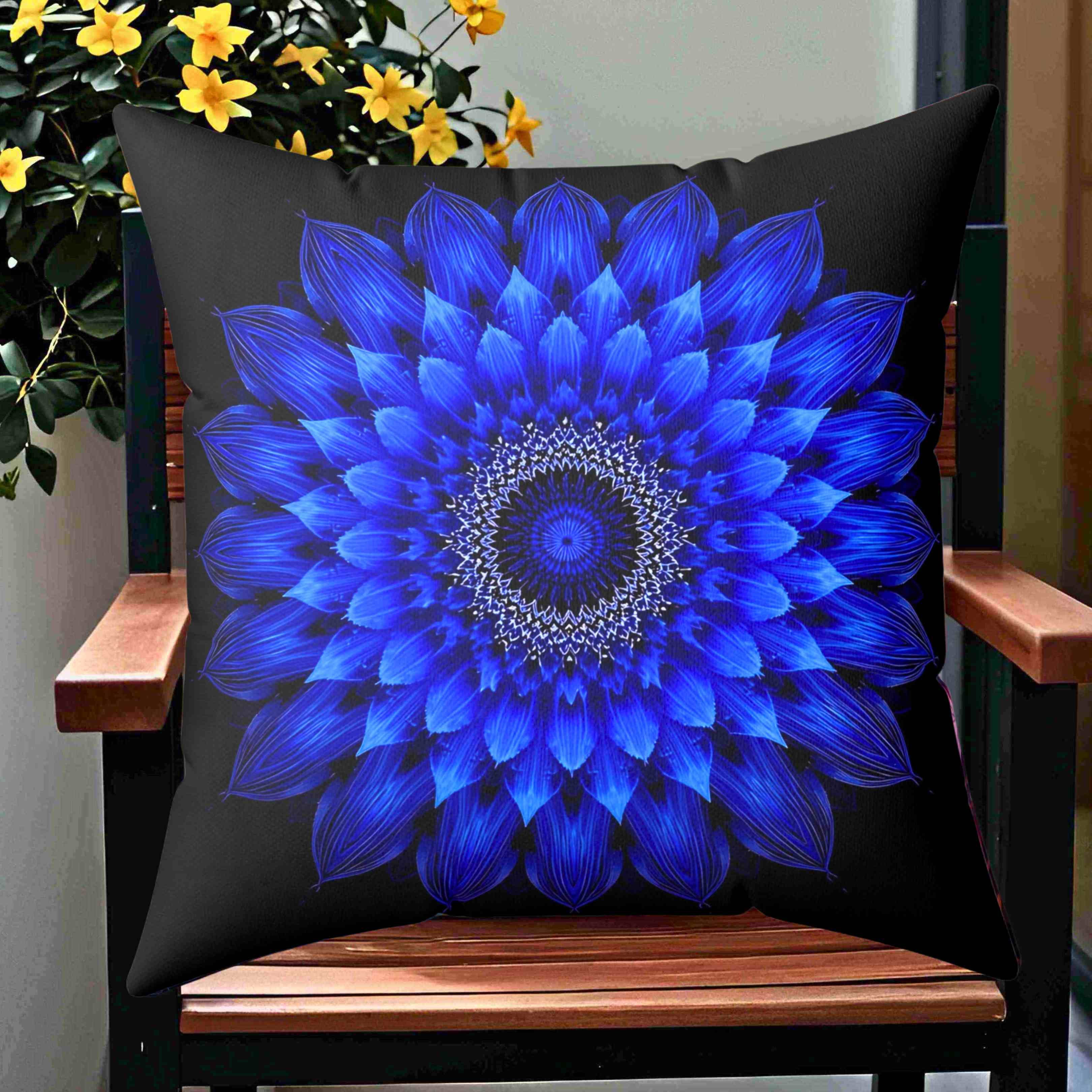Abrstract Blue Floral Throw Pillow | Boho Home Decor, Blue Flower Cushion, Cozy Accent Pillow, Unique Gift, Modern Living Room Decoration product thumbnail image
