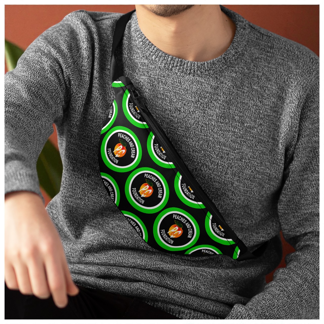 Green and White Outline Logo Fanny Pack product thumbnail image