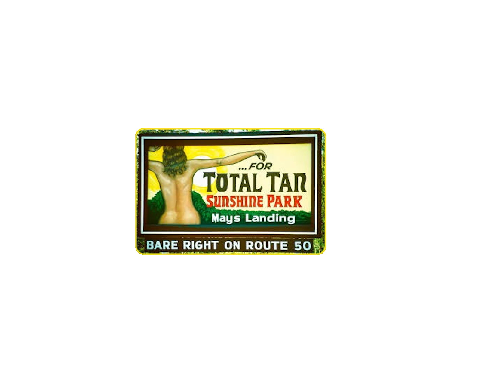 10oz Glass Mug — Vintage 'Total Tan Sunshine Park' Retro Roadside Label Coffee Mug product thumbnail image 10oz Glass Mug — Vintage 'Total Tan Sunshine Park' Retro Roadside Label Coffee Mug product thumbnail image