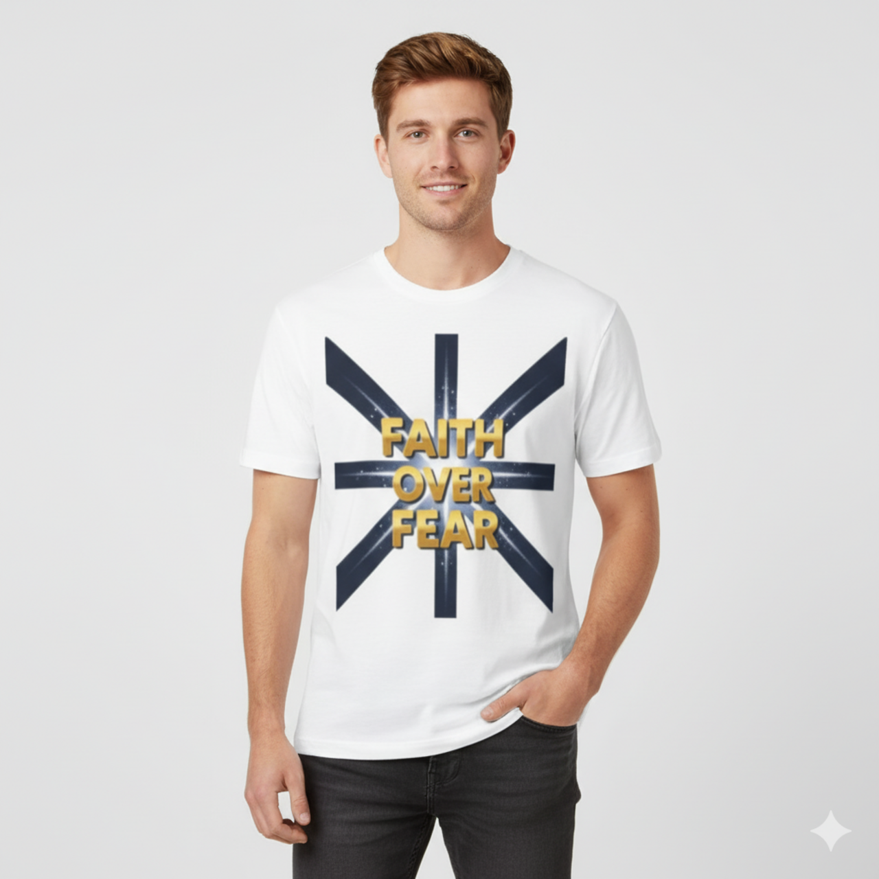 Faith Over Fear T‑Shirt — Inspirational Christian Tee with Bold Cross Design product thumbnail image Faith Over Fear T‑Shirt — Inspirational Christian Tee with Bold Cross Design product thumbnail image