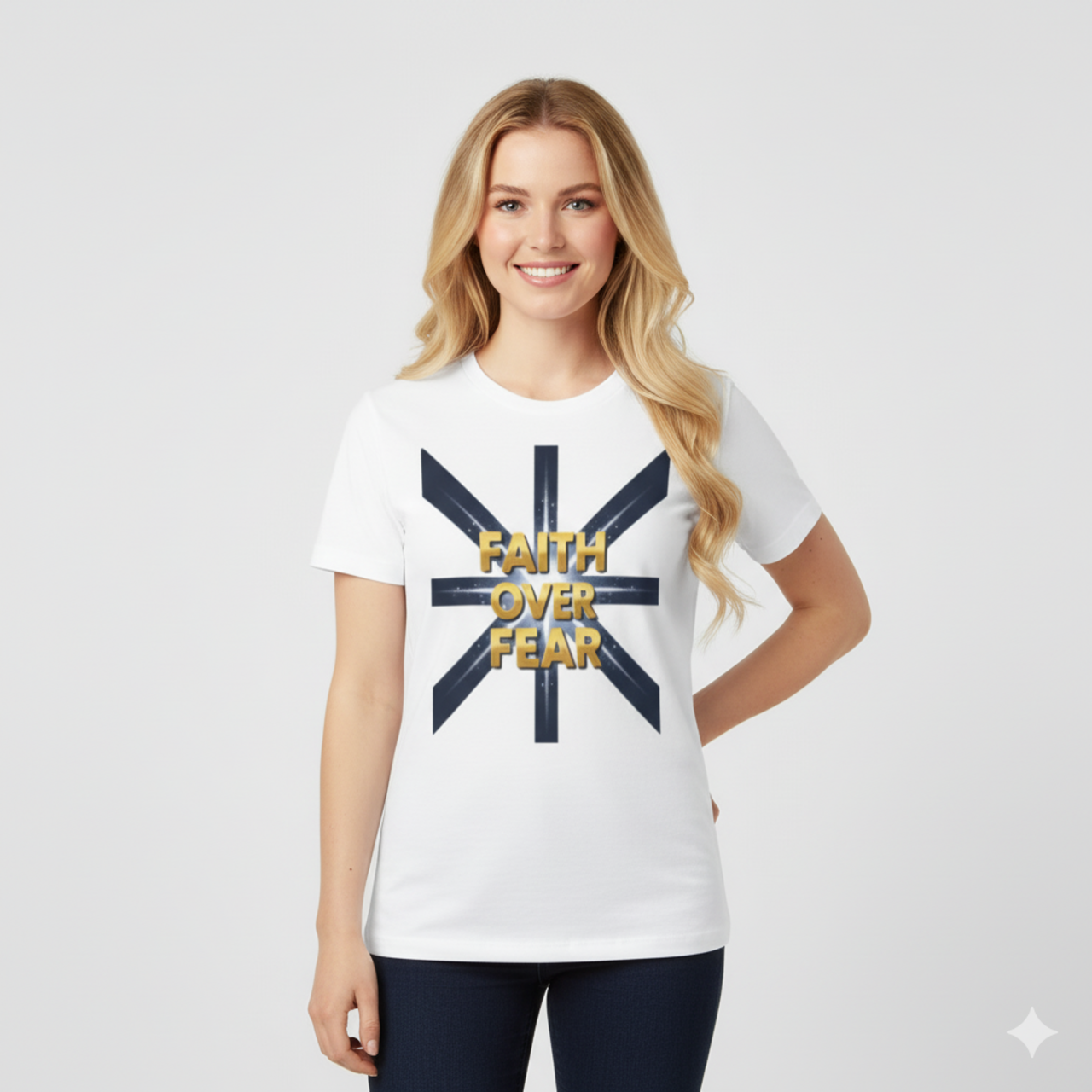 Faith Over Fear T‑Shirt — Inspirational Christian Tee with Bold Cross Design product thumbnail image Faith Over Fear T‑Shirt — Inspirational Christian Tee with Bold Cross Design product thumbnail image