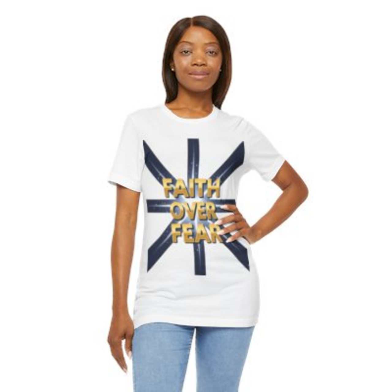 Faith Over Fear T‑Shirt — Inspirational Christian Tee with Bold Cross Design product thumbnail image Faith Over Fear T‑Shirt — Inspirational Christian Tee with Bold Cross Design product thumbnail image