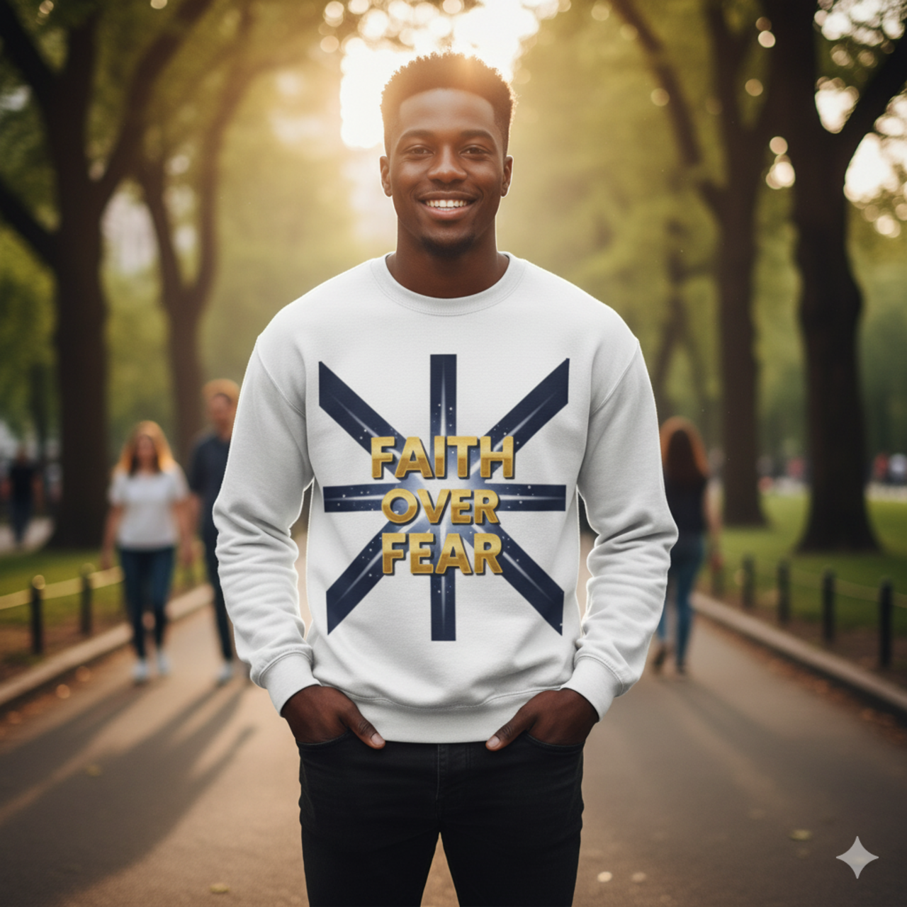 Faith Over Fear Crewneck Sweatshirt — Inspirational Christian Pullover product thumbnail image Faith Over Fear Crewneck Sweatshirt — Inspirational Christian Pullover product thumbnail image