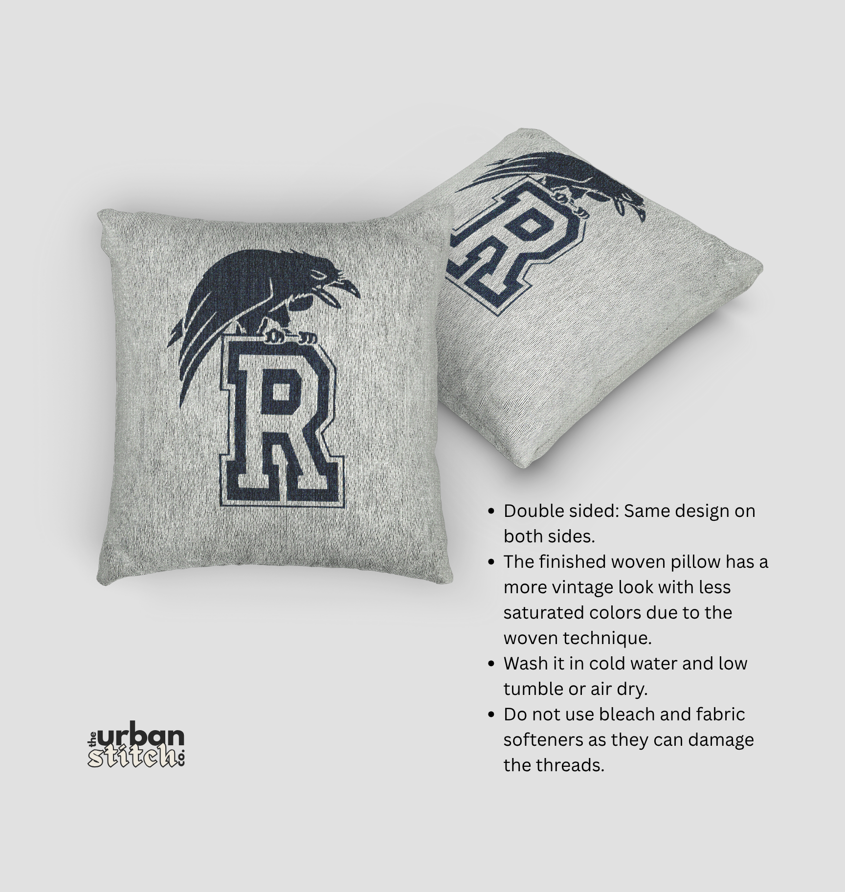 Raven R Woven Pillow | One Tree Hill Inspired product thumbnail image Raven R Woven Pillow | One Tree Hill Inspired product thumbnail image