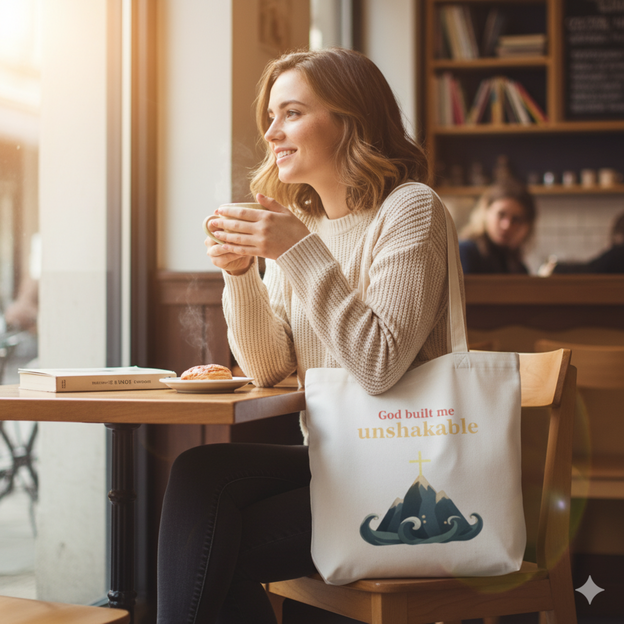 Unshakable Wave Canvas Tote — Inspirational Quote Beach Bag product thumbnail image Unshakable Wave Canvas Tote — Inspirational Quote Beach Bag product thumbnail image