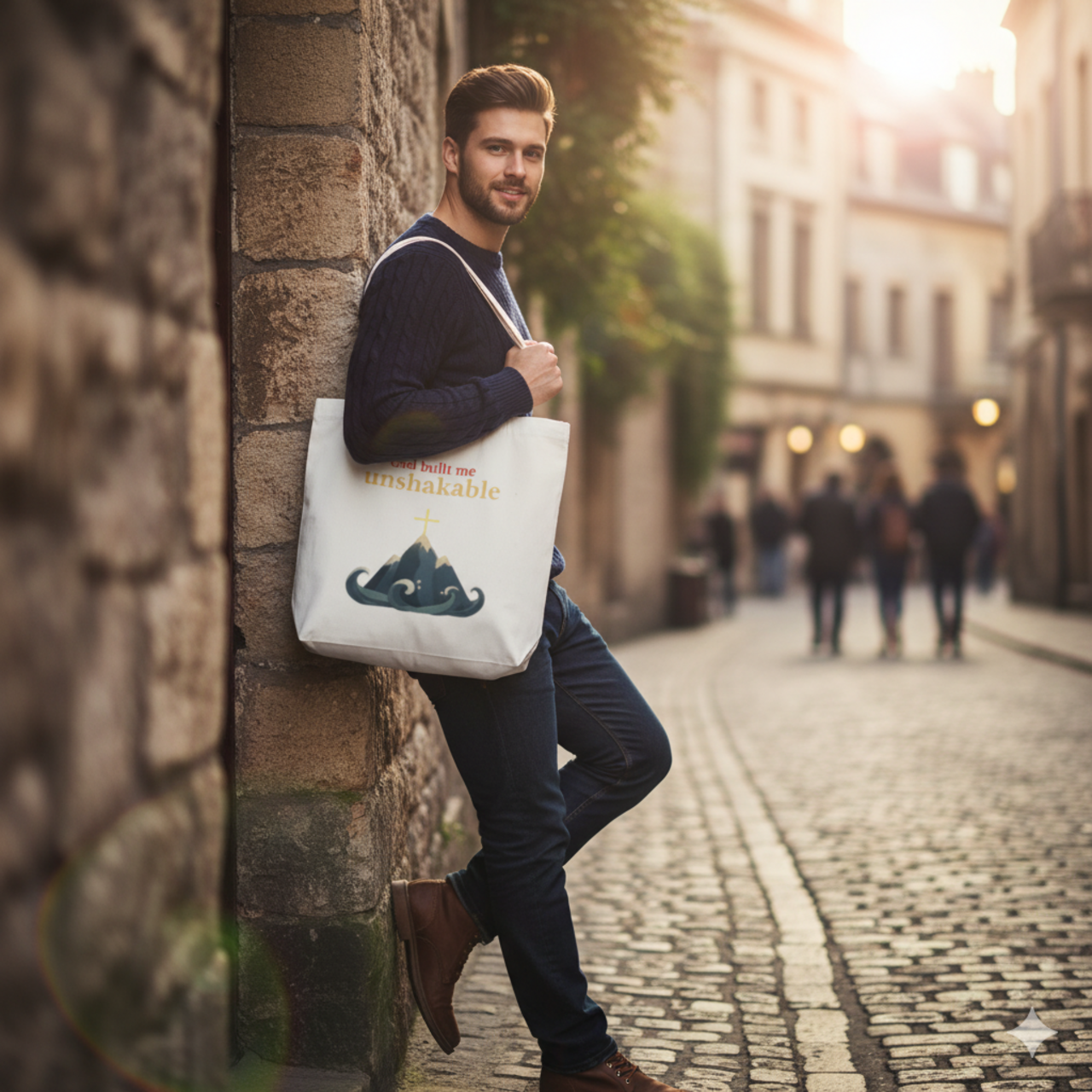 Unshakable Wave Canvas Tote — Inspirational Quote Beach Bag product thumbnail image Unshakable Wave Canvas Tote — Inspirational Quote Beach Bag product thumbnail image