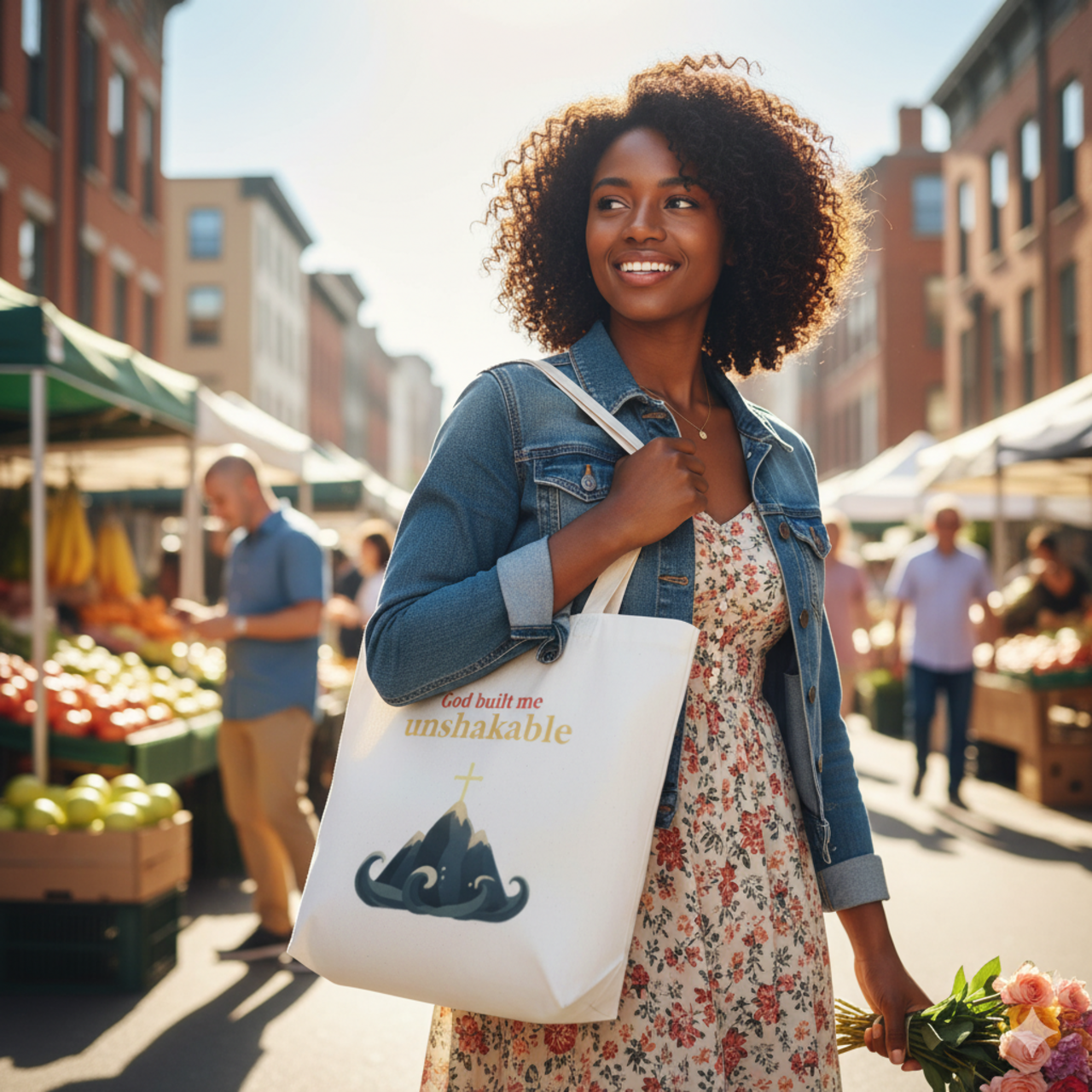 Unshakable Wave Canvas Tote — Inspirational Quote Beach Bag product thumbnail image Unshakable Wave Canvas Tote — Inspirational Quote Beach Bag product thumbnail image