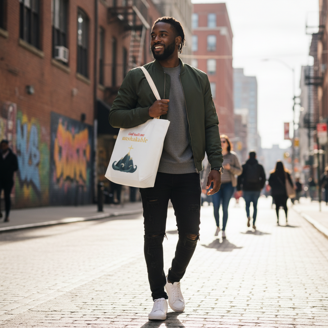 Unshakable Wave Canvas Tote — Inspirational Quote Beach Bag product thumbnail image Unshakable Wave Canvas Tote — Inspirational Quote Beach Bag product thumbnail image