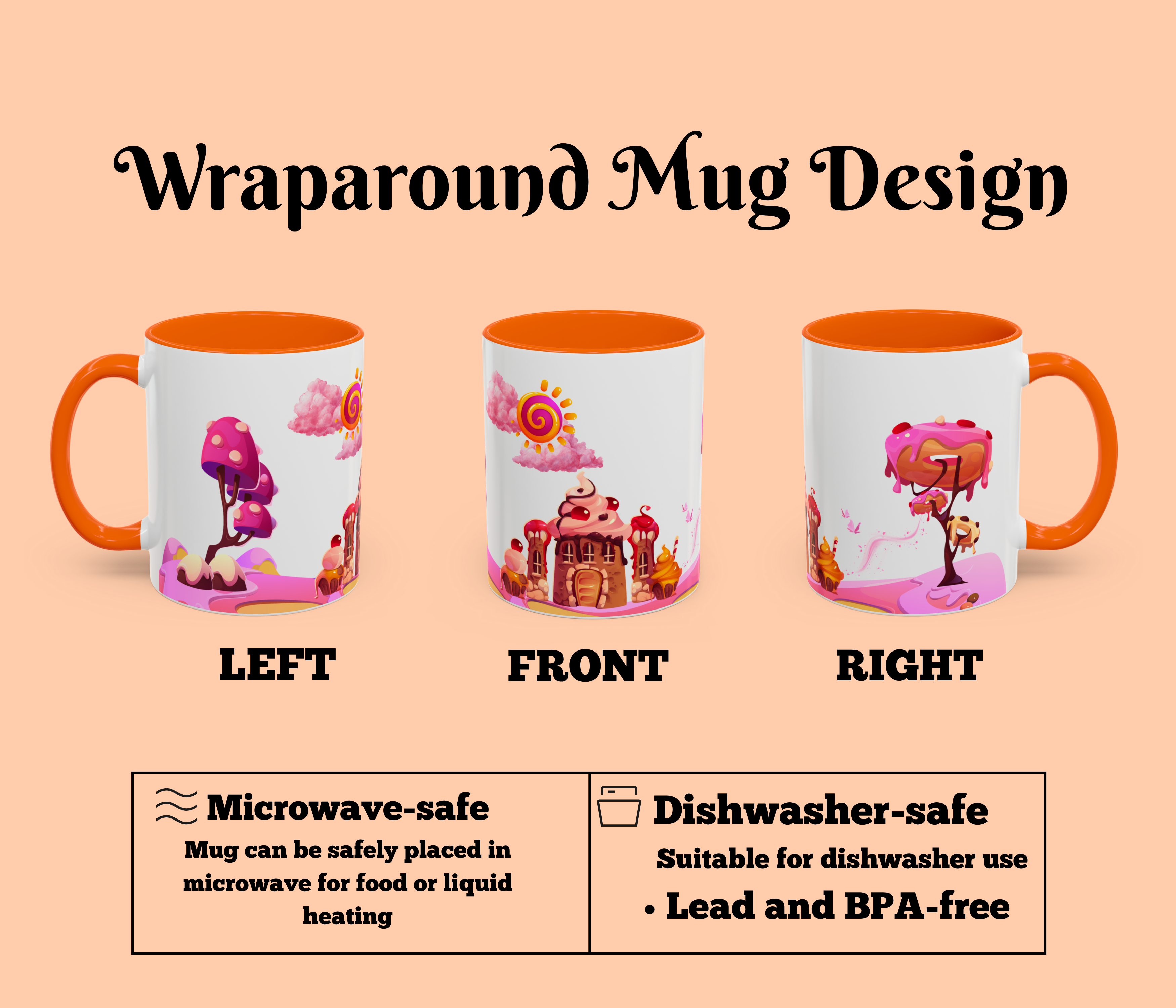 Sweet Treats Accent Coffee Mug - Colorful Dessert Design (11, 15oz) product thumbnail image