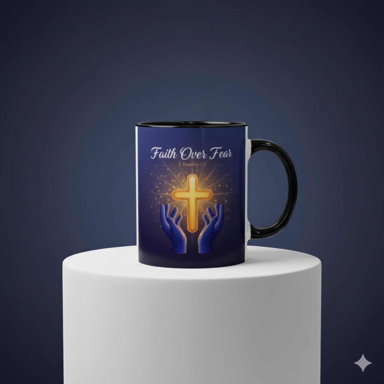 Faith Over Fear Coffee Mug — Inspirational Christian Cross Mug (2 Timothy 1:7) product thumbnail image Faith Over Fear Coffee Mug — Inspirational Christian Cross Mug (2 Timothy 1:7) product thumbnail image