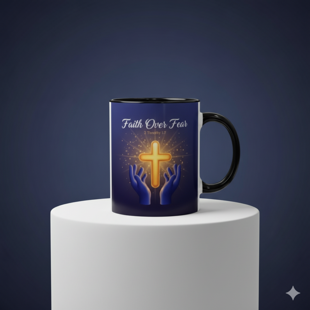 Faith Over Fear Coffee Mug — Inspirational Christian Cross Mug (2 Timothy 1:7) product thumbnail image Faith Over Fear Coffee Mug — Inspirational Christian Cross Mug (2 Timothy 1:7) product thumbnail image