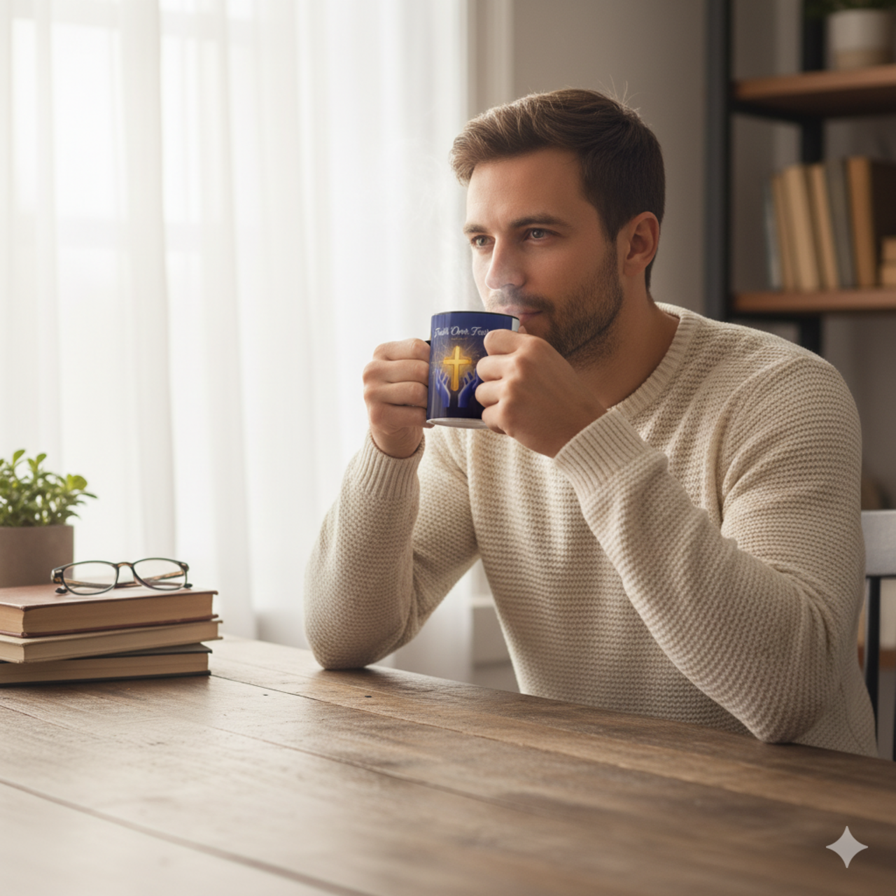 Faith Over Fear Coffee Mug — Inspirational Christian Cross Mug (2 Timothy 1:7) product thumbnail image Faith Over Fear Coffee Mug — Inspirational Christian Cross Mug (2 Timothy 1:7) product thumbnail image