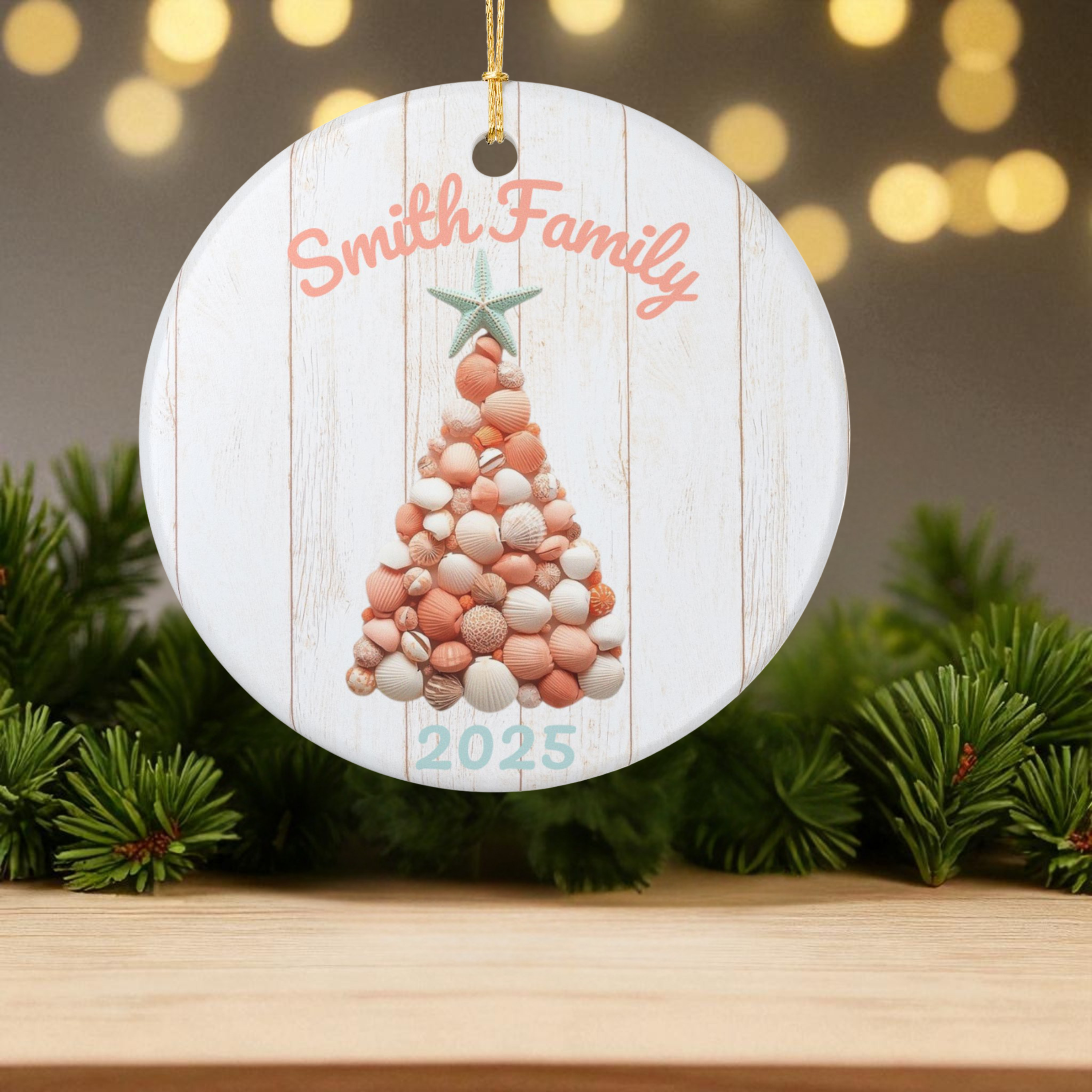 Personalized Coastal Seashell Christmas Ornament | Custom Family Name 2025 Holiday Keepsake product thumbnail image Personalized Coastal Seashell Christmas Ornament | Custom Family Name 2025 Holiday Keepsake product thumbnail image