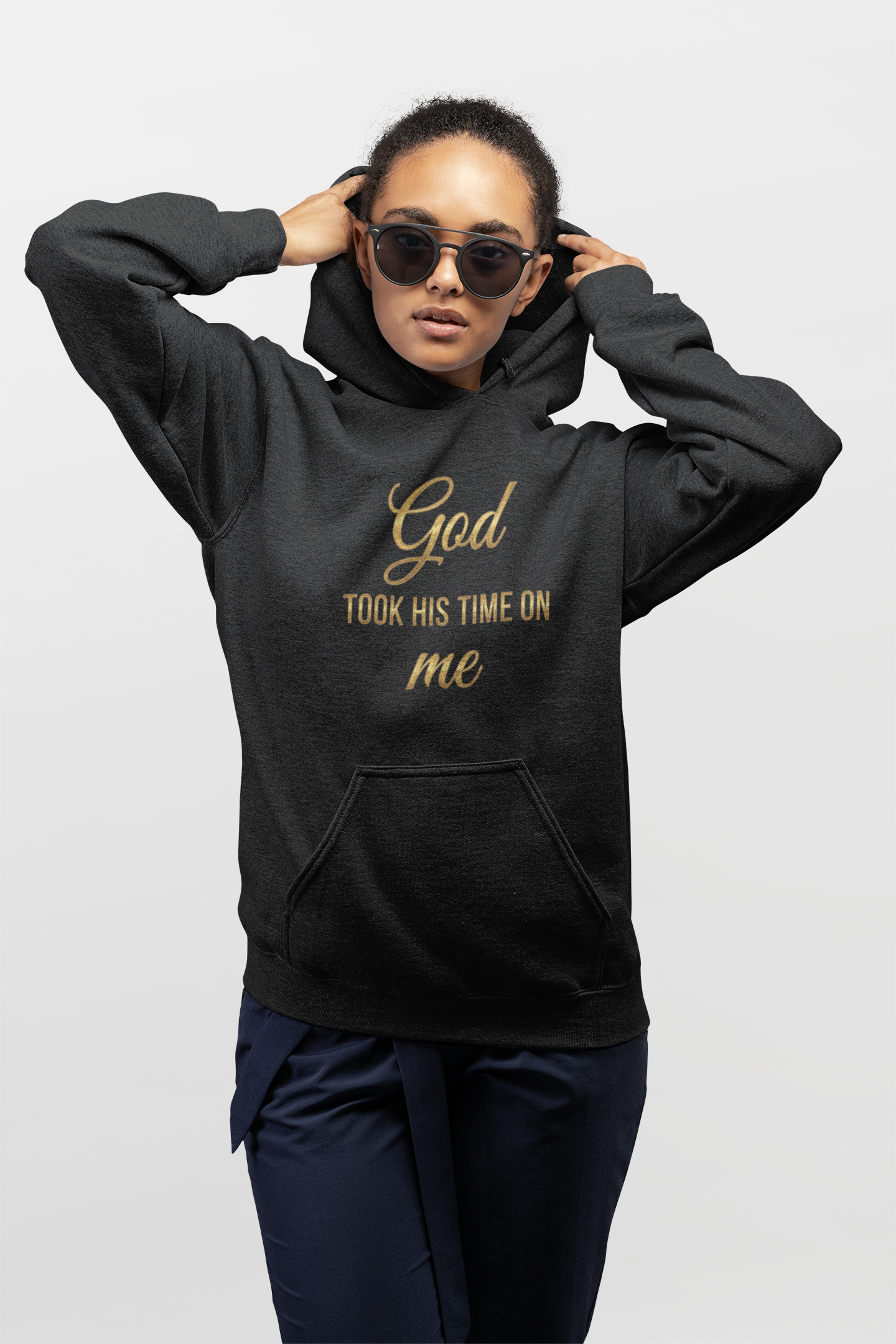 Inspirational Hoodie — "God Took His Time On Me" Religious Faith Pullover product thumbnail image Inspirational Hoodie — "God Took His Time On Me" Religious Faith Pullover product thumbnail image